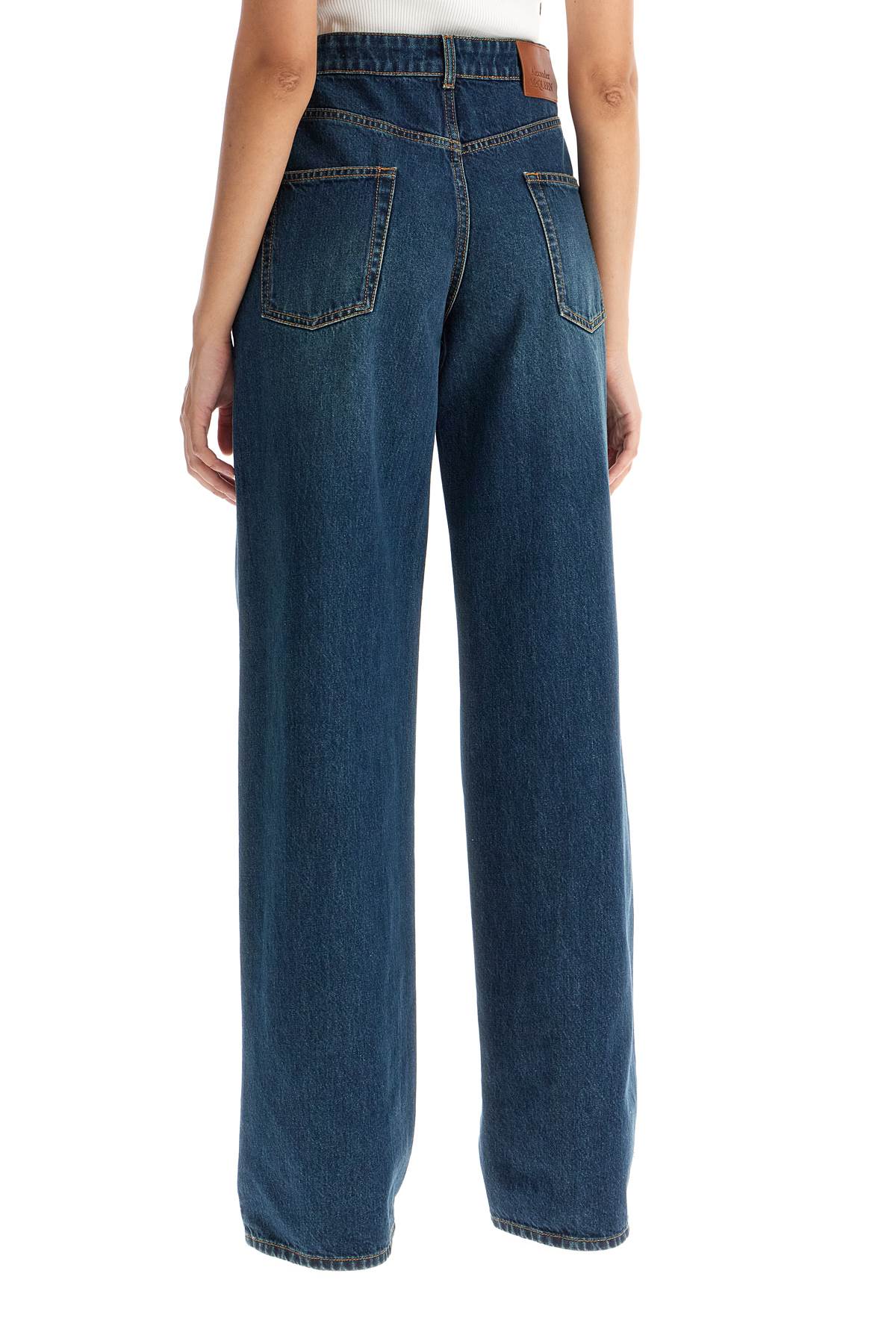 Shop Alexander Mcqueen Wide Leg Jeans In Blue