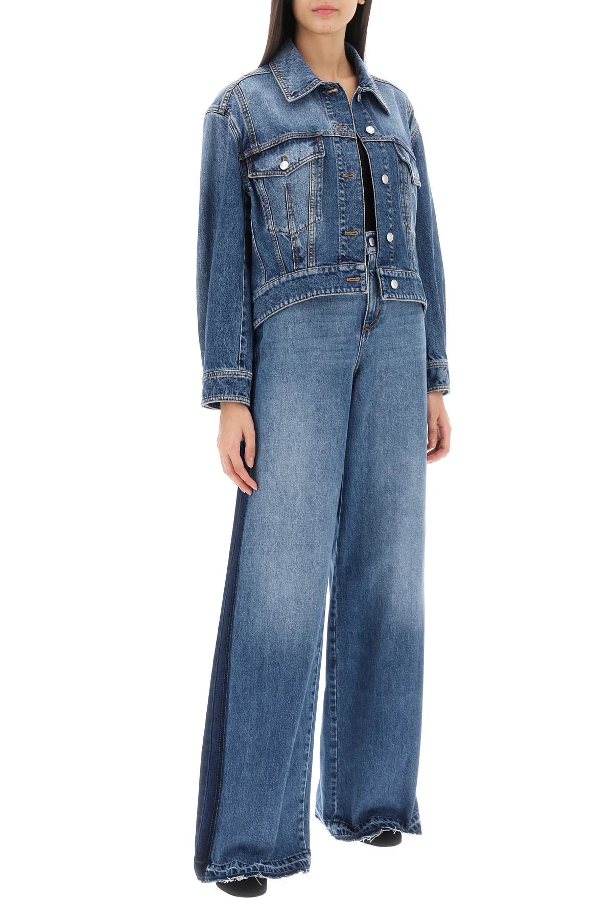 Shop Alexander Mcqueen Wide Leg Jeans With Contrasting Details In Blue