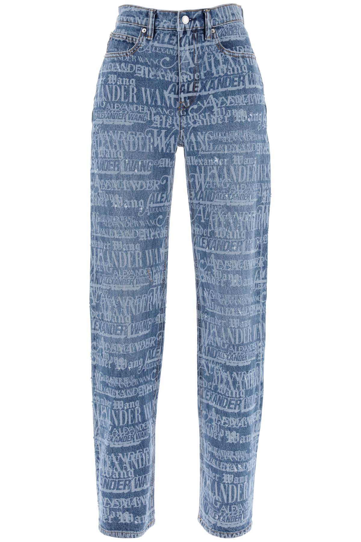 Shop Alexander Wang Ez Jeans With Logo Print In Blue