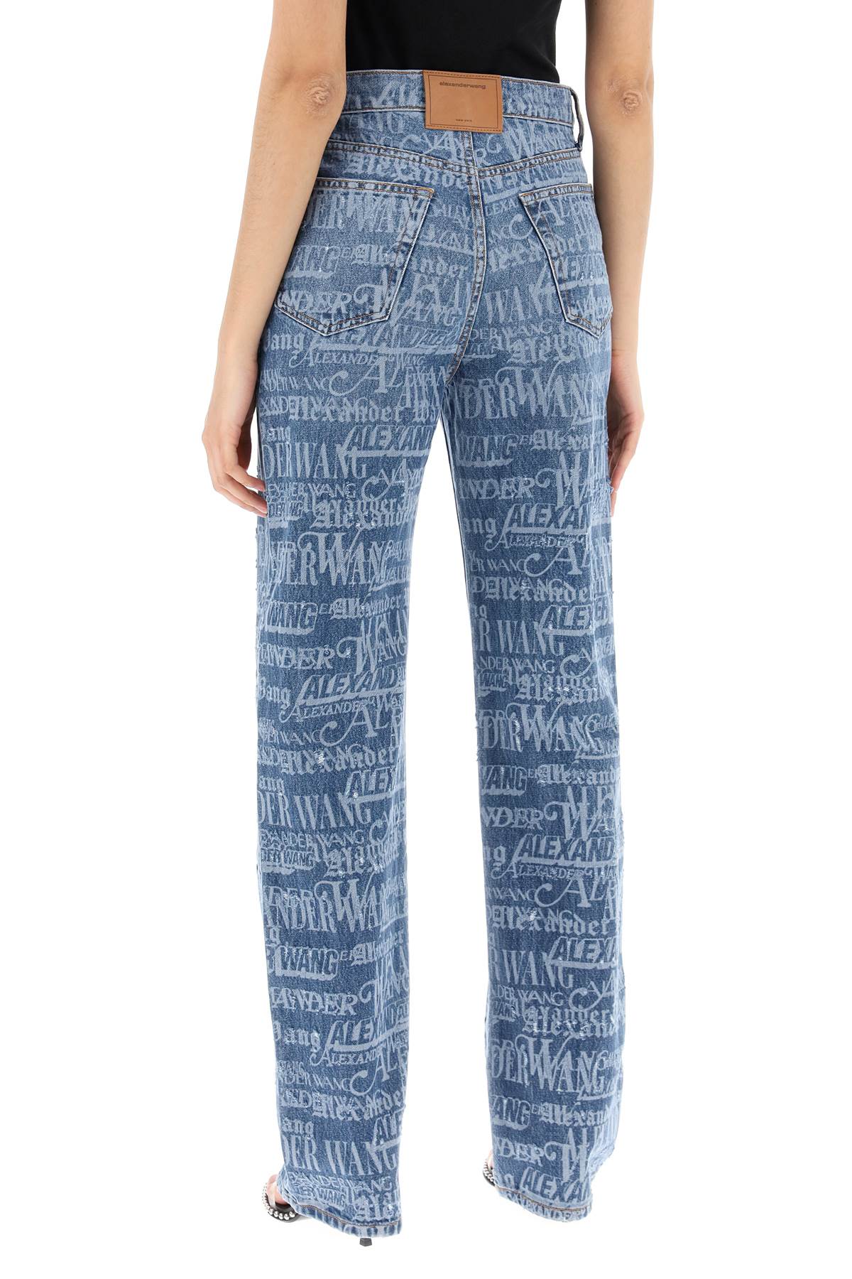 Shop Alexander Wang Ez Jeans With Logo Print In Blue