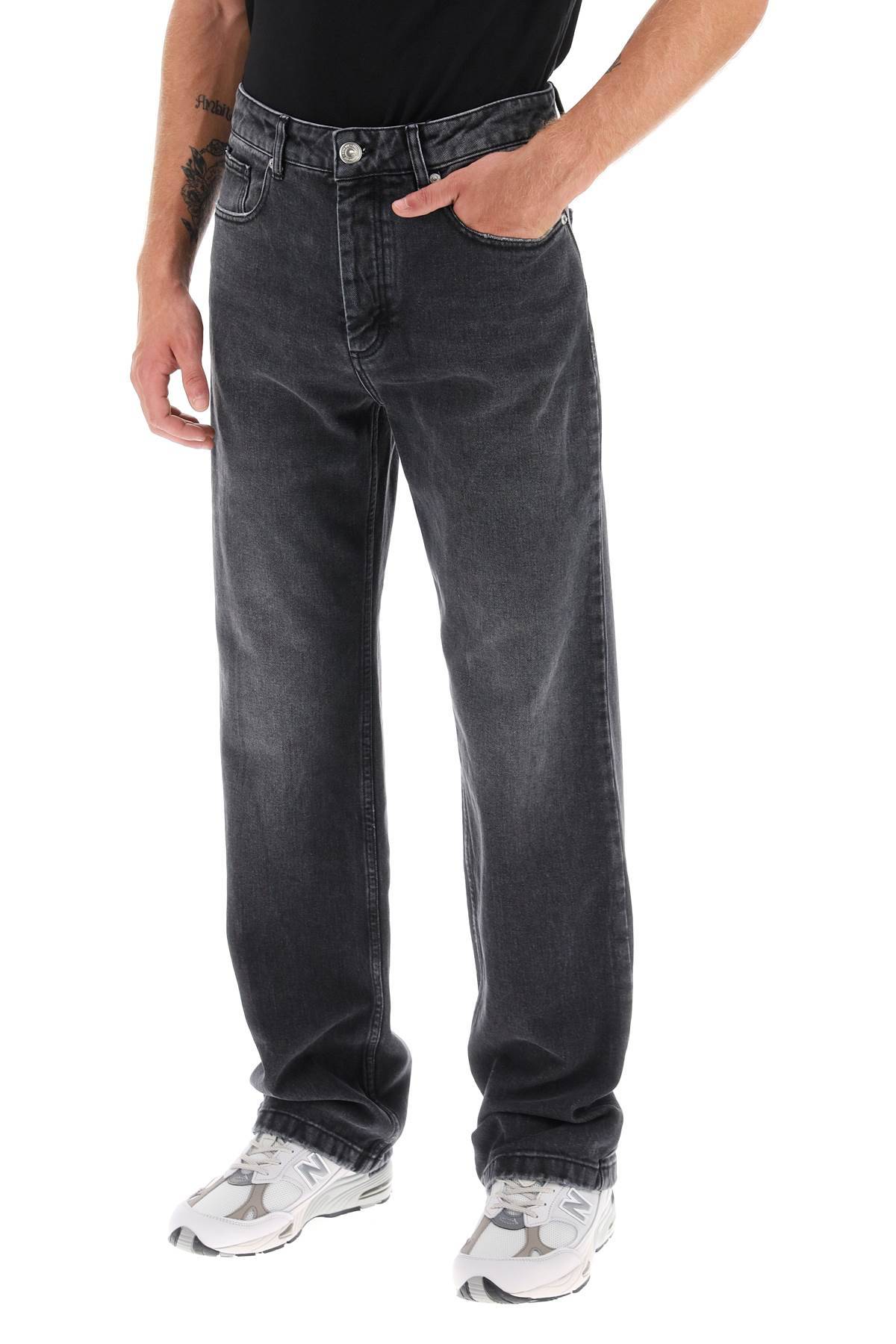 Shop Ami Alexandre Mattiussi Loose Jeans With Straight Cut In Grey