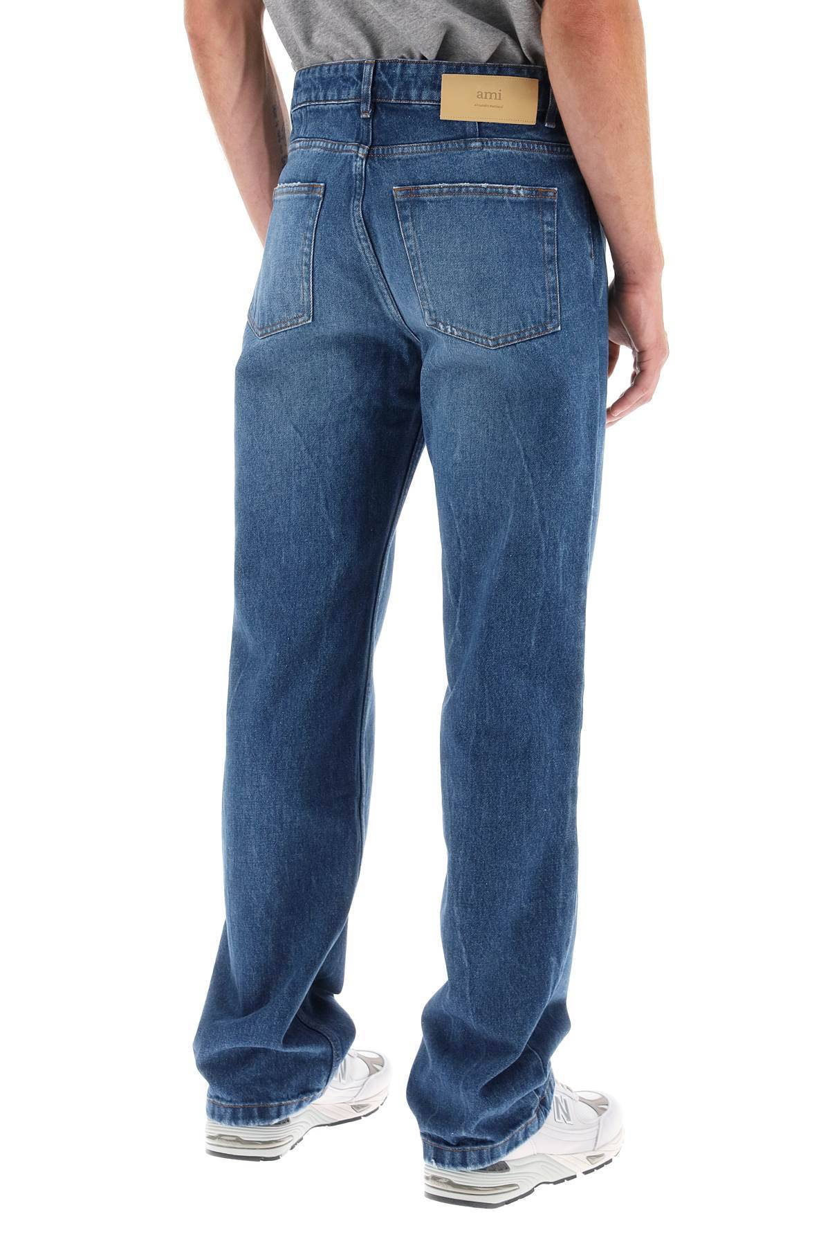 Shop Ami Alexandre Mattiussi Loose Jeans With Straight Cut In Blue