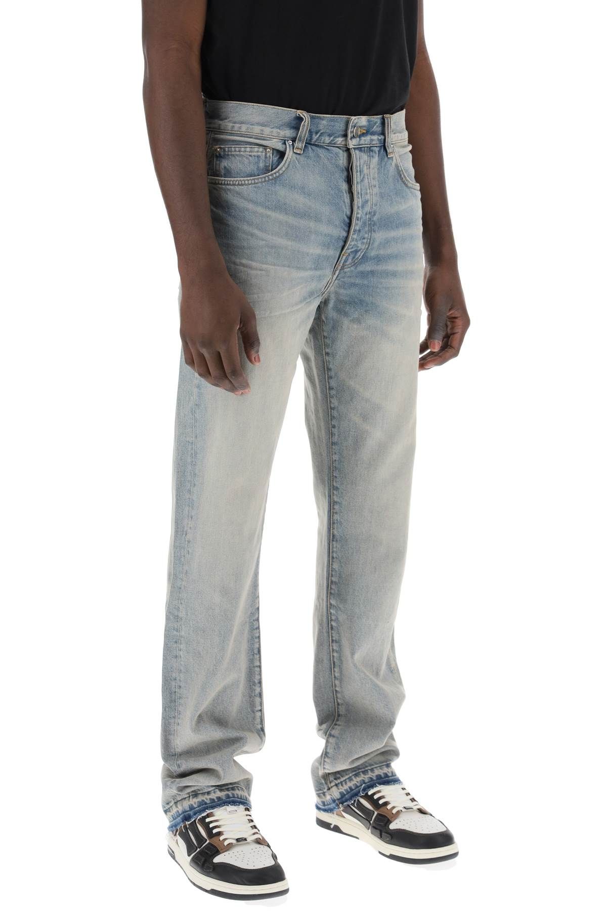 Shop Amiri Straight Cut Loose Jeans In Light Blue