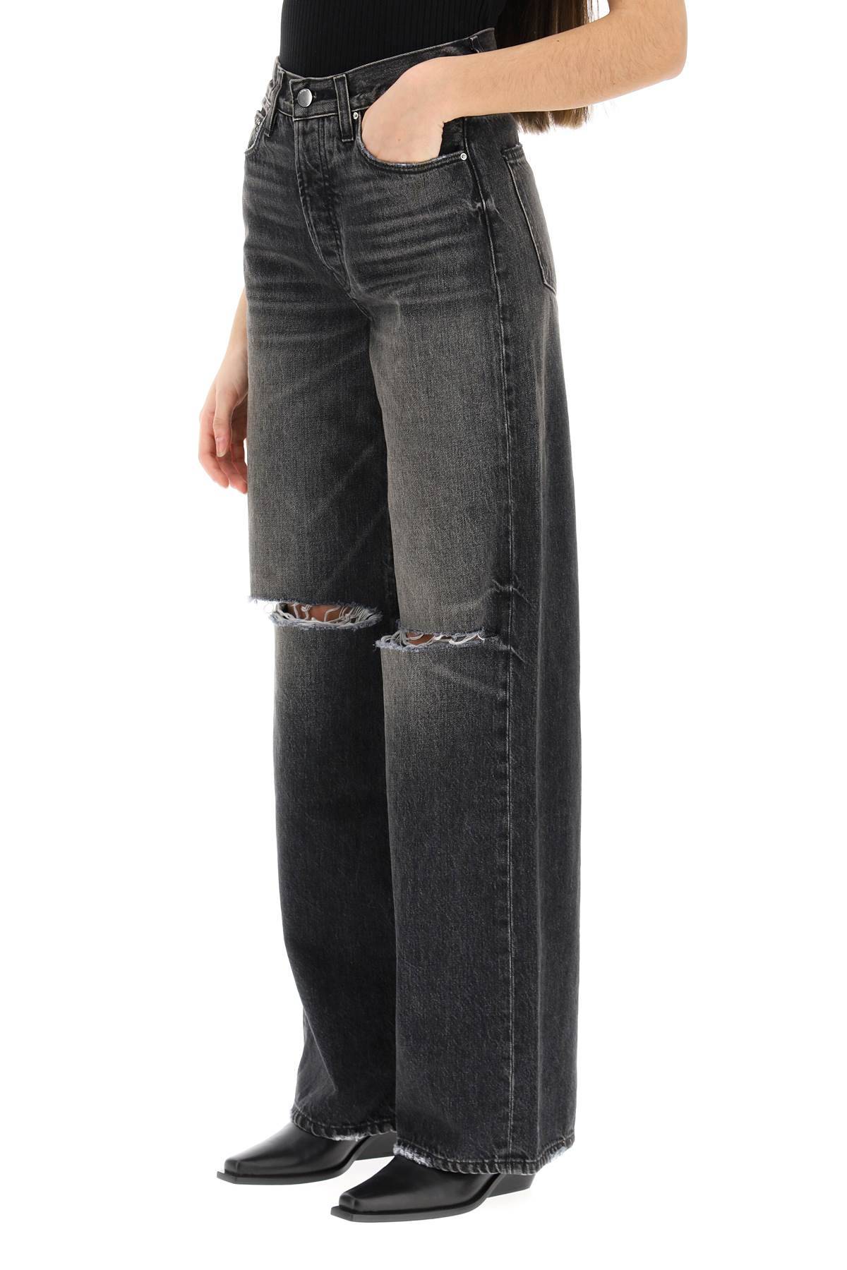 Shop Amiri Ripped Jeans With Wide Leg In Grey,red