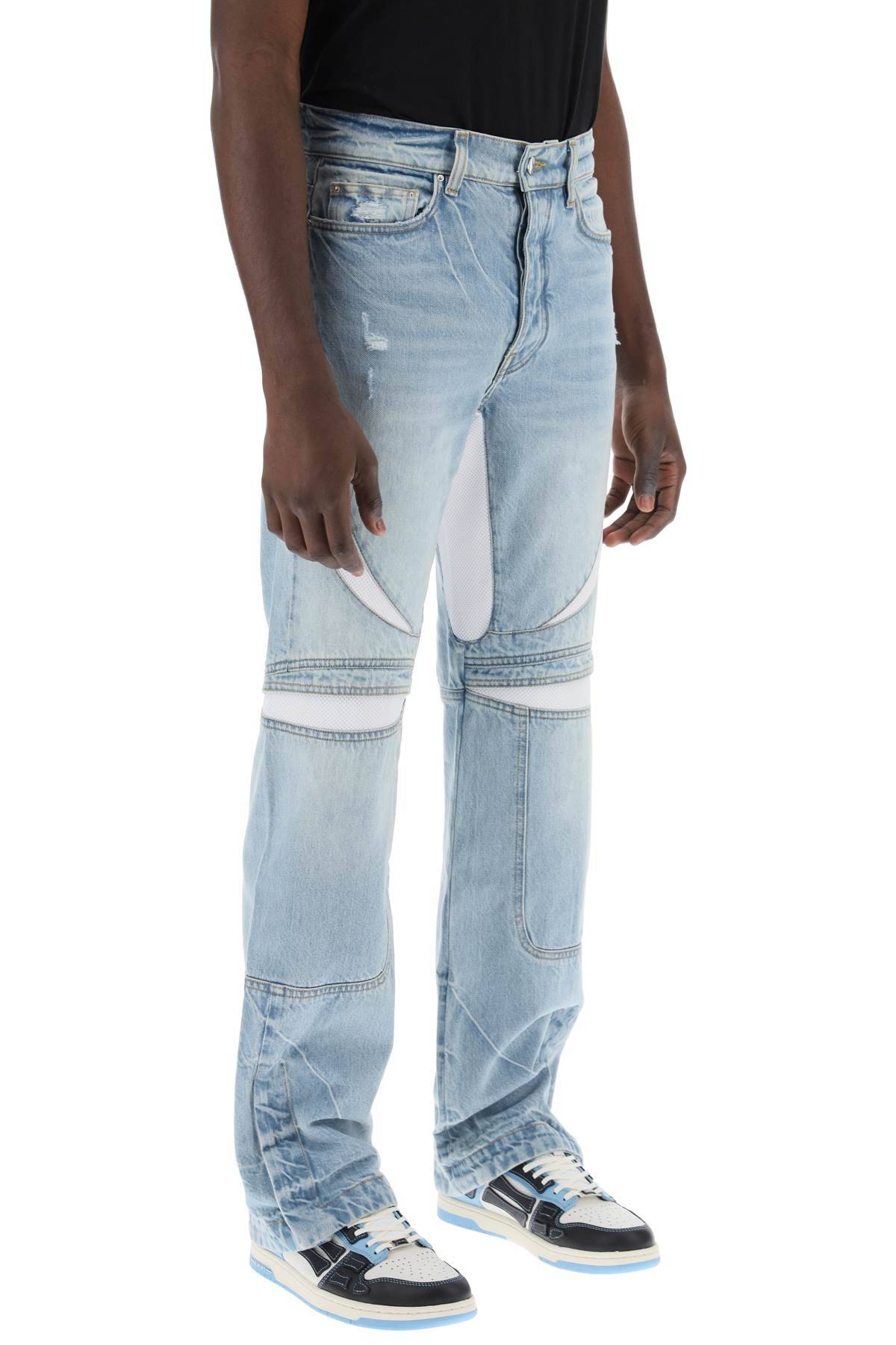 Shop Amiri Mx-3 Jeans With Mesh Inserts In Light Blue