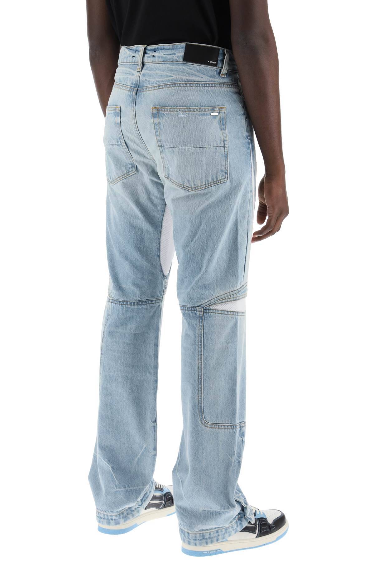Shop Amiri Mx-3 Jeans With Mesh Inserts In Light Blue