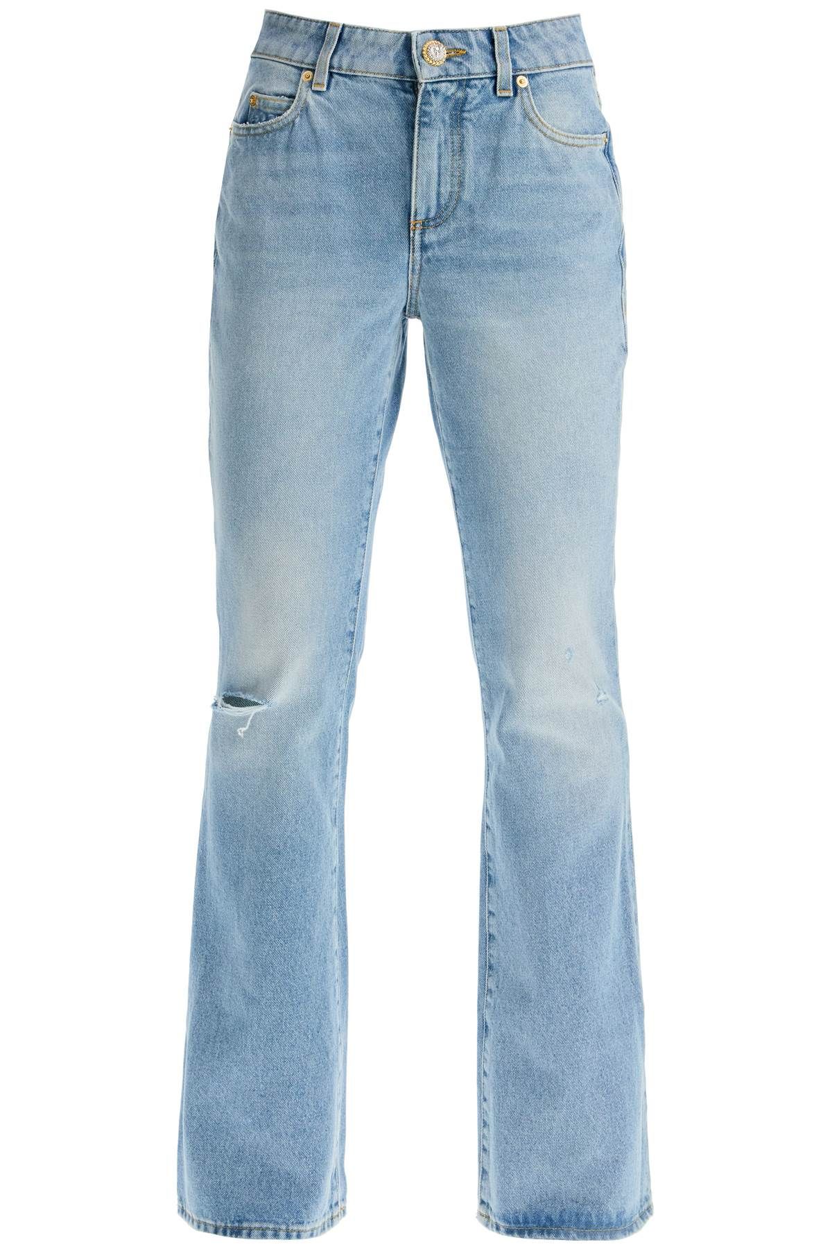 Shop Balmain Flare Mid-rise Jeans With In Blue