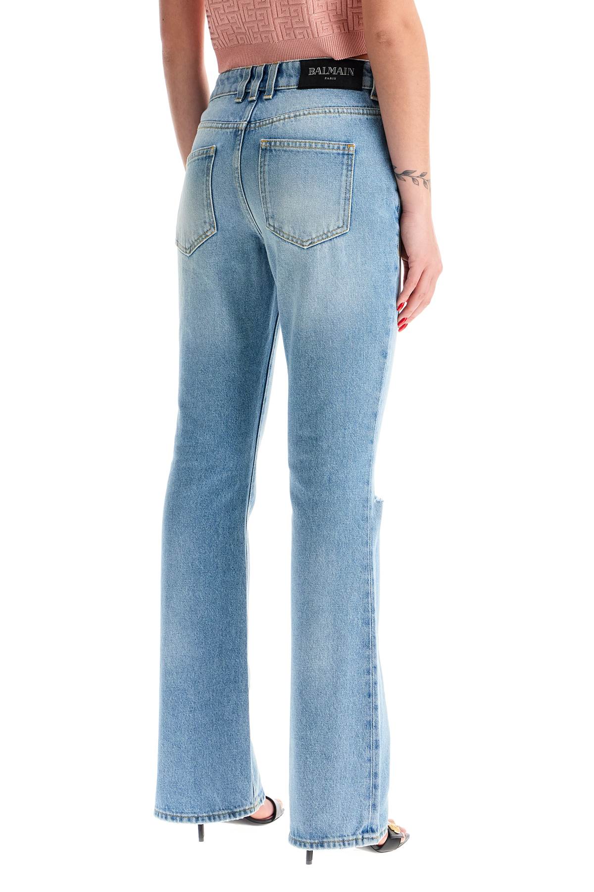 Shop Balmain Flare Mid-rise Jeans With In Blue