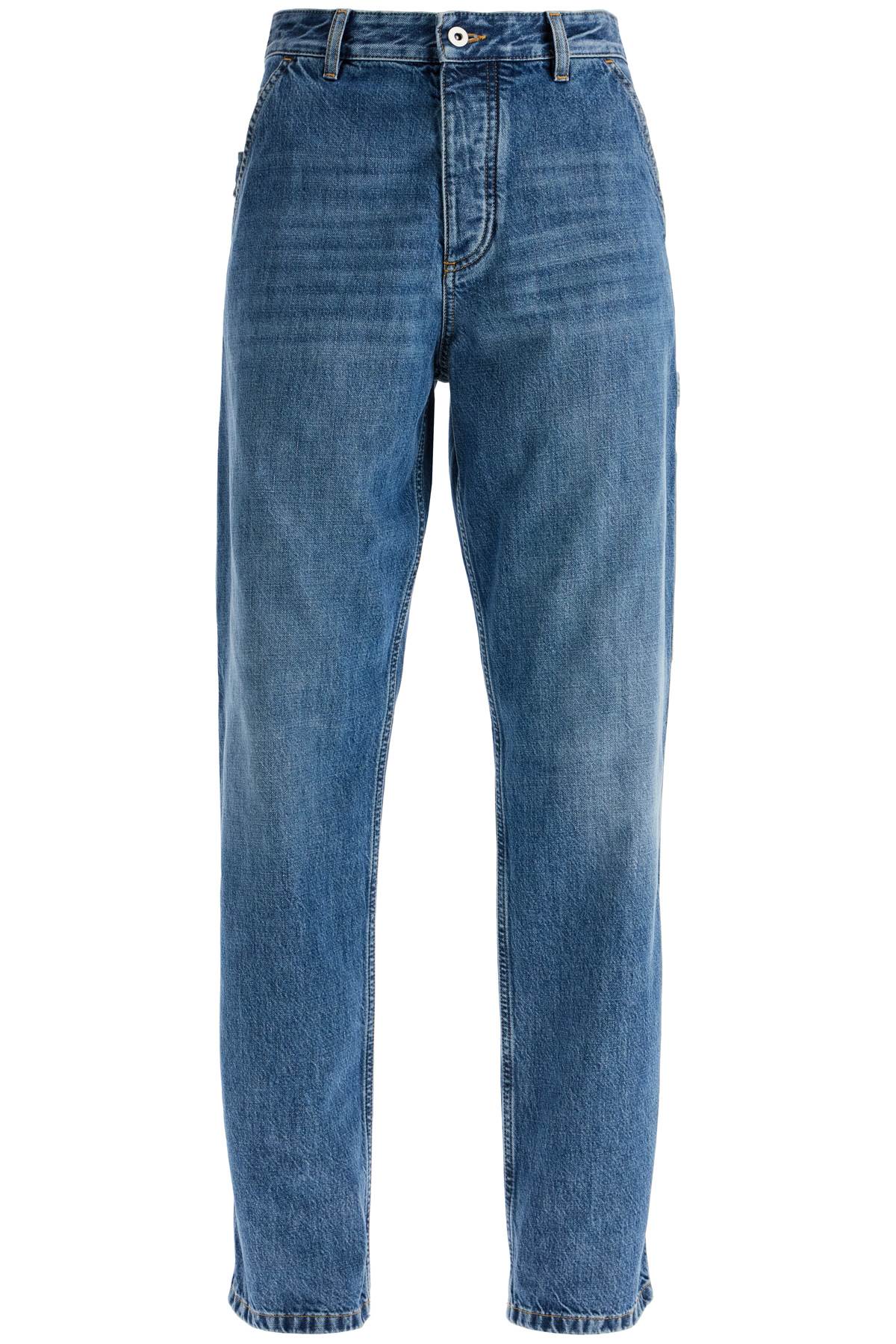 Shop Bottega Veneta Vintage Denim Cargo Jeans In Classic Style In Blue