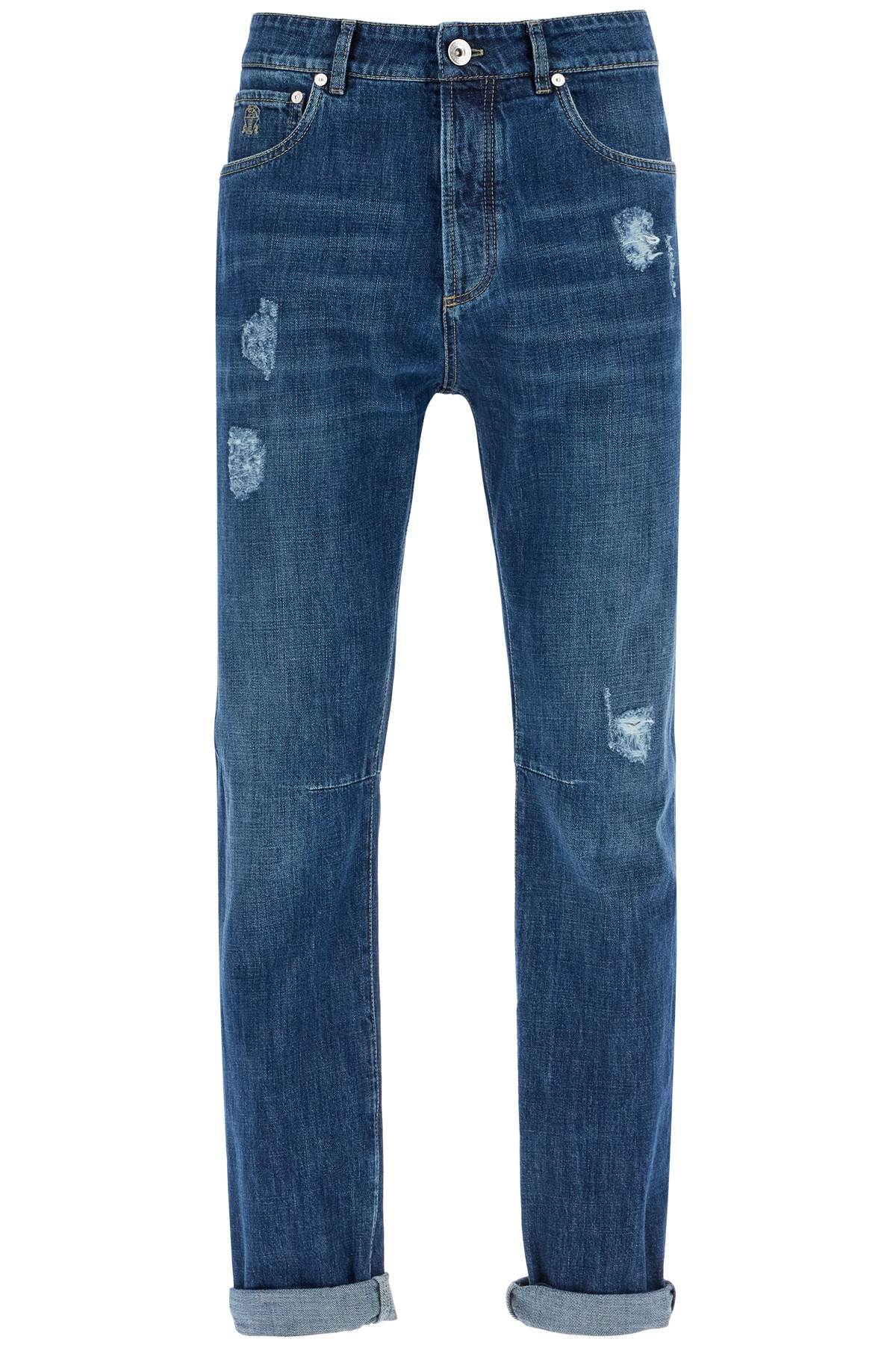 Shop Brunello Cucinelli 'distressed Denim Leisure Fit Jeans For In Blue