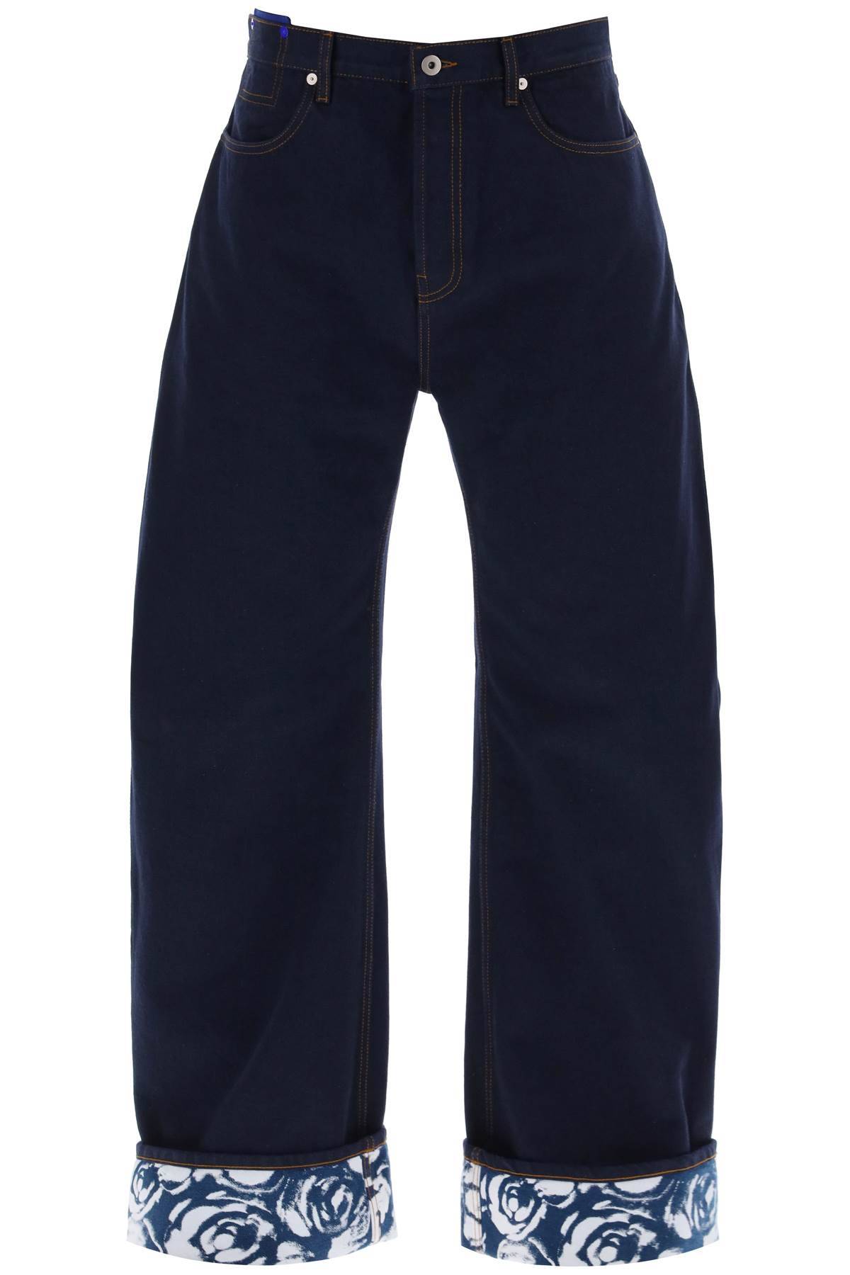 Shop Burberry Japanese Denim Baggy Jeans In In Blue
