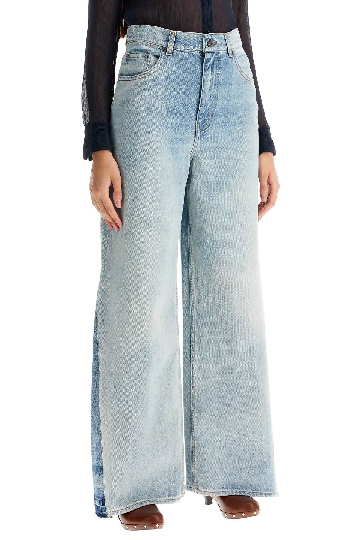 Shop Chloé "palazzo Jeans With Contrasting Inserts" In Blue