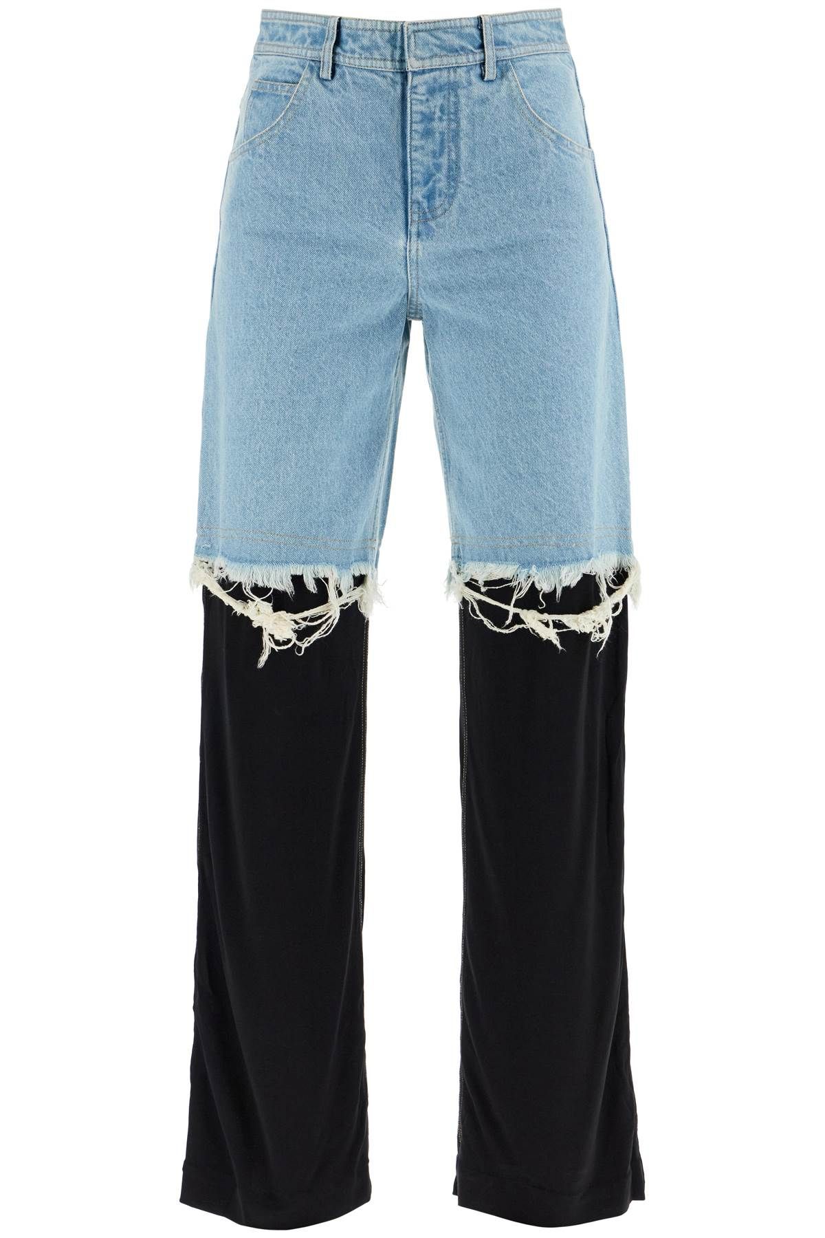 Shop Christopher Esber High-waisted Jeans With Jersey Inserts In Blue