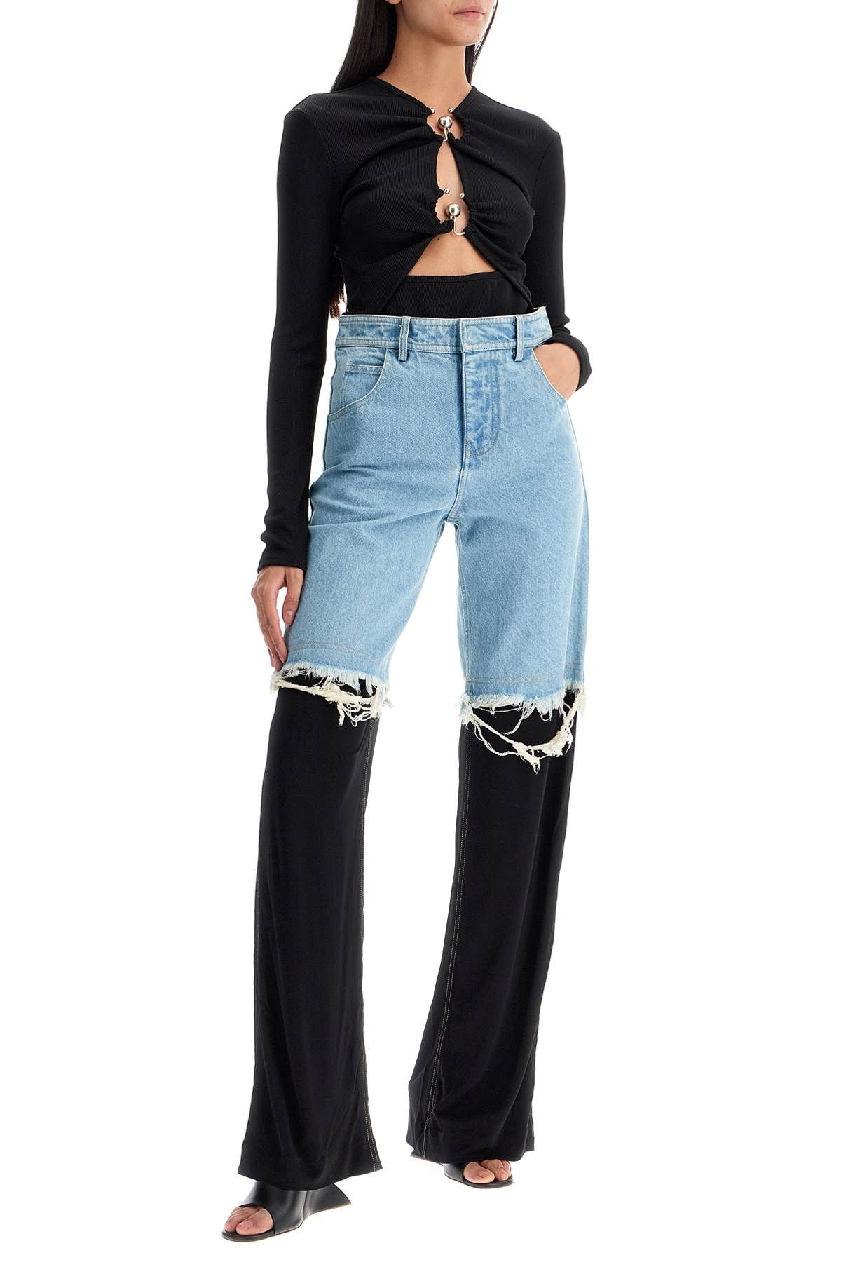 Shop Christopher Esber High-waisted Jeans With Jersey Inserts In Blue