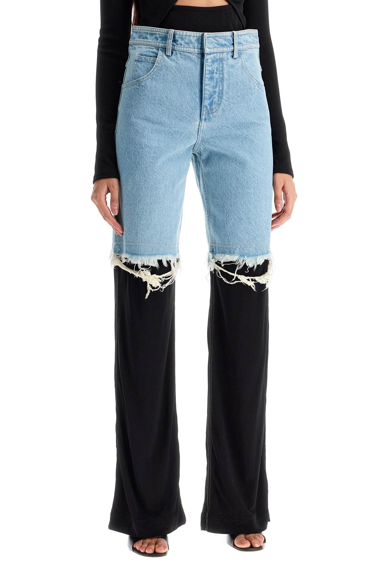 Shop Christopher Esber High-waisted Jeans With Jersey Inserts In Blue