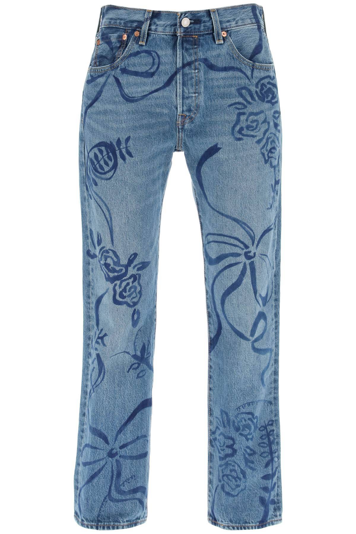 Shop Collina Strada Upcycled Levi's 501's In Laurel Ashleigh Floral In Blue