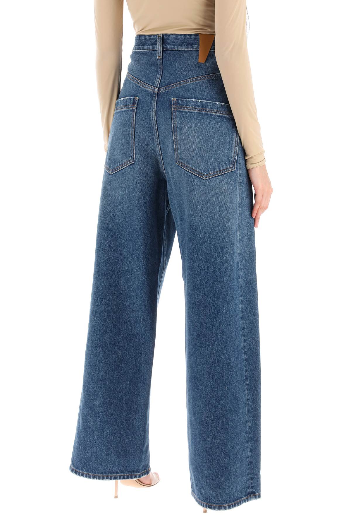 Shop Darkpark 'ines' Baggy Jeans With Folded Waistband In Light Blue