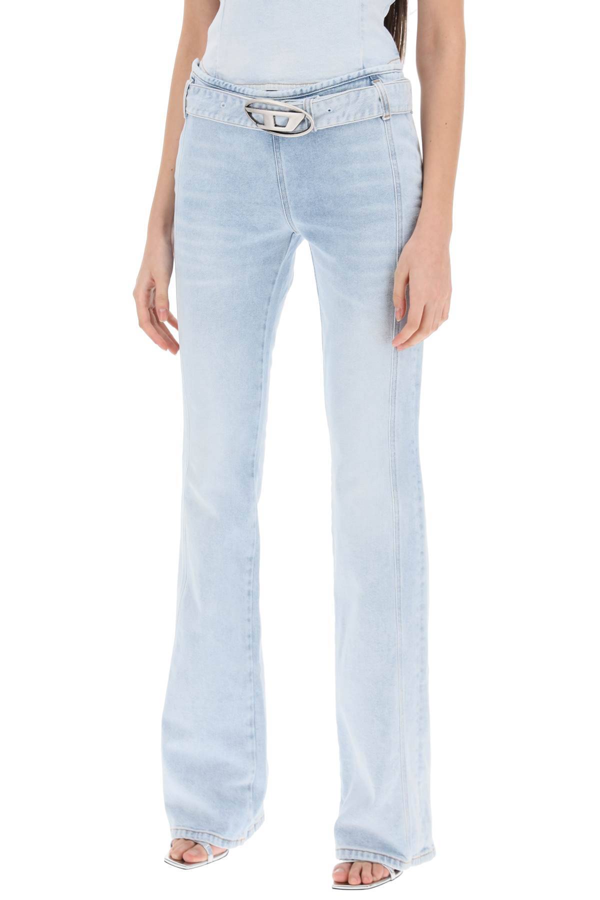 Shop Diesel D-ebbybelt Flared Jeans In Light Blue