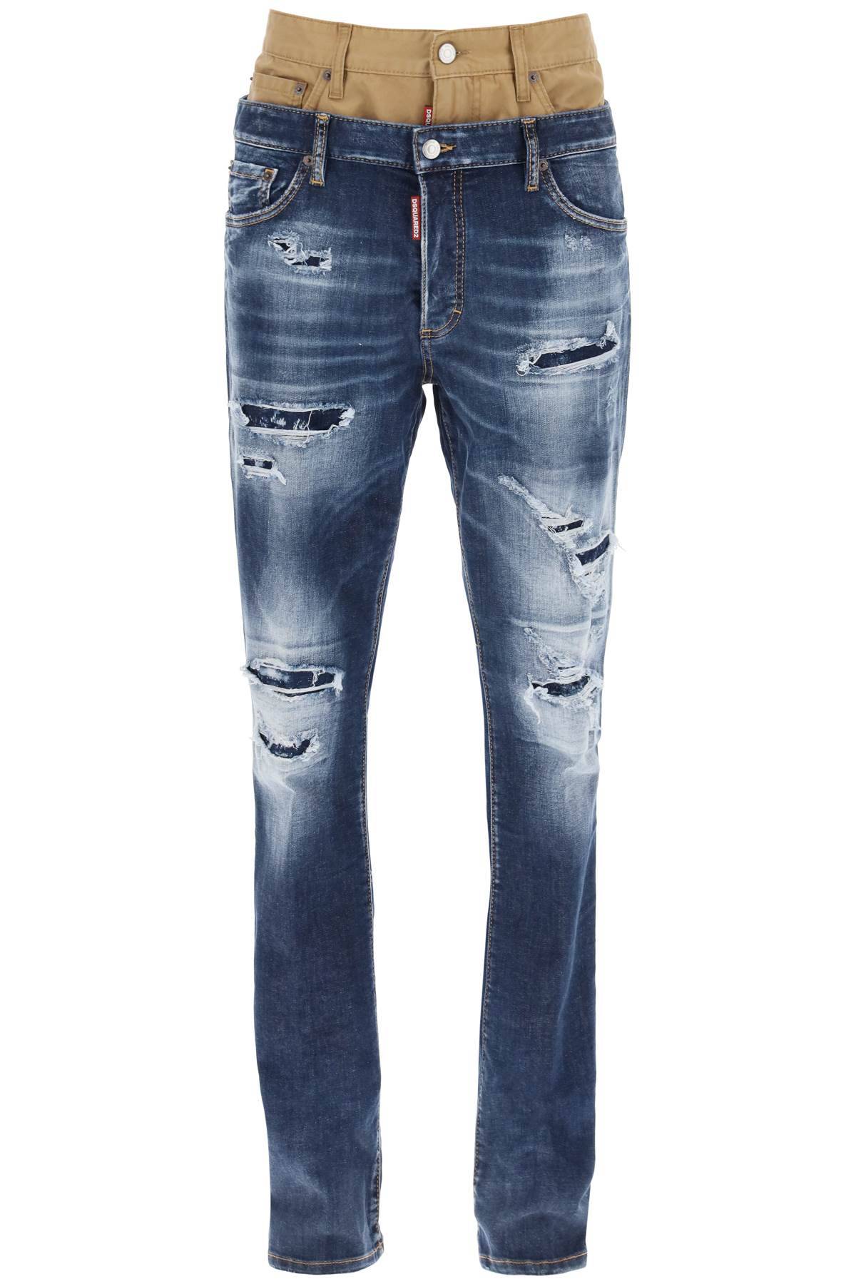 Shop Dsquared2 Medium Ripped Wash Skinny Twin Pack Jeans In Blue