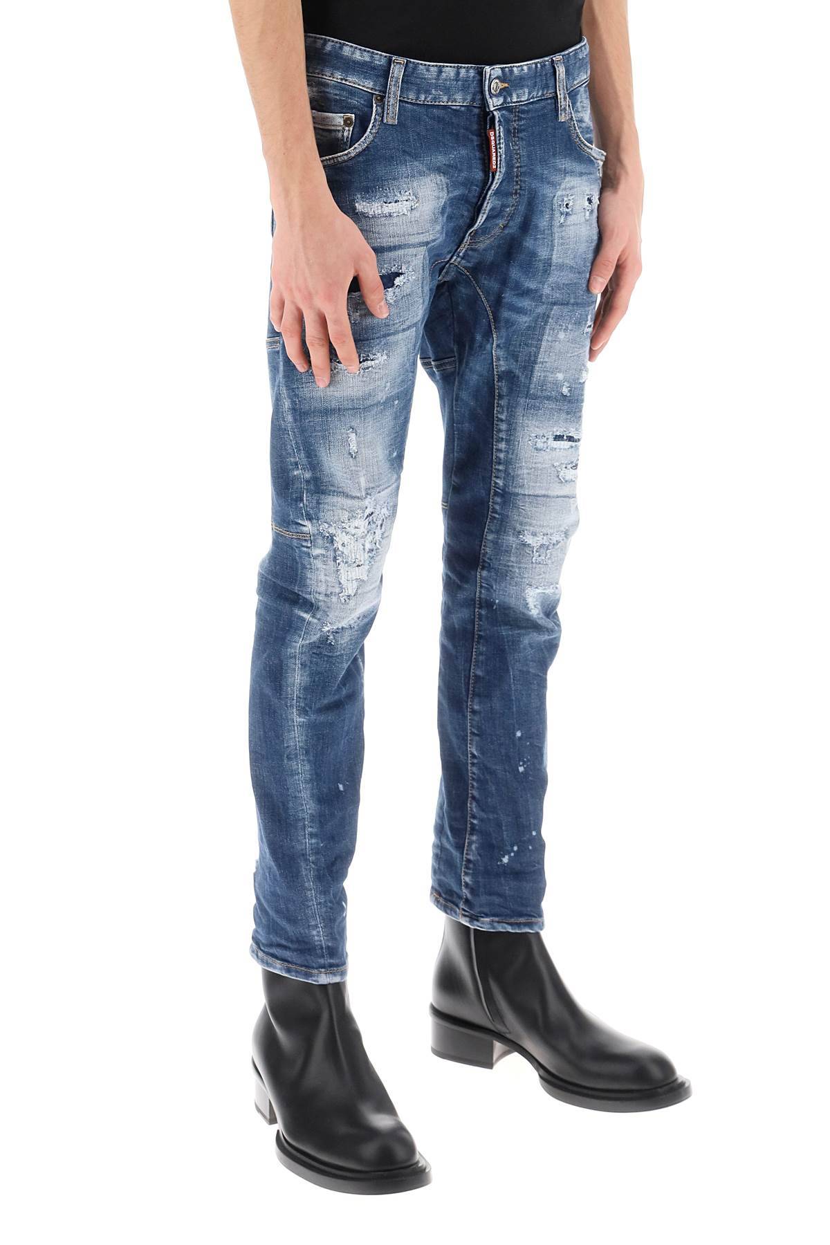 Shop Dsquared2 Medium Mended Rips Wash Tidy Biker Jeans In Blue
