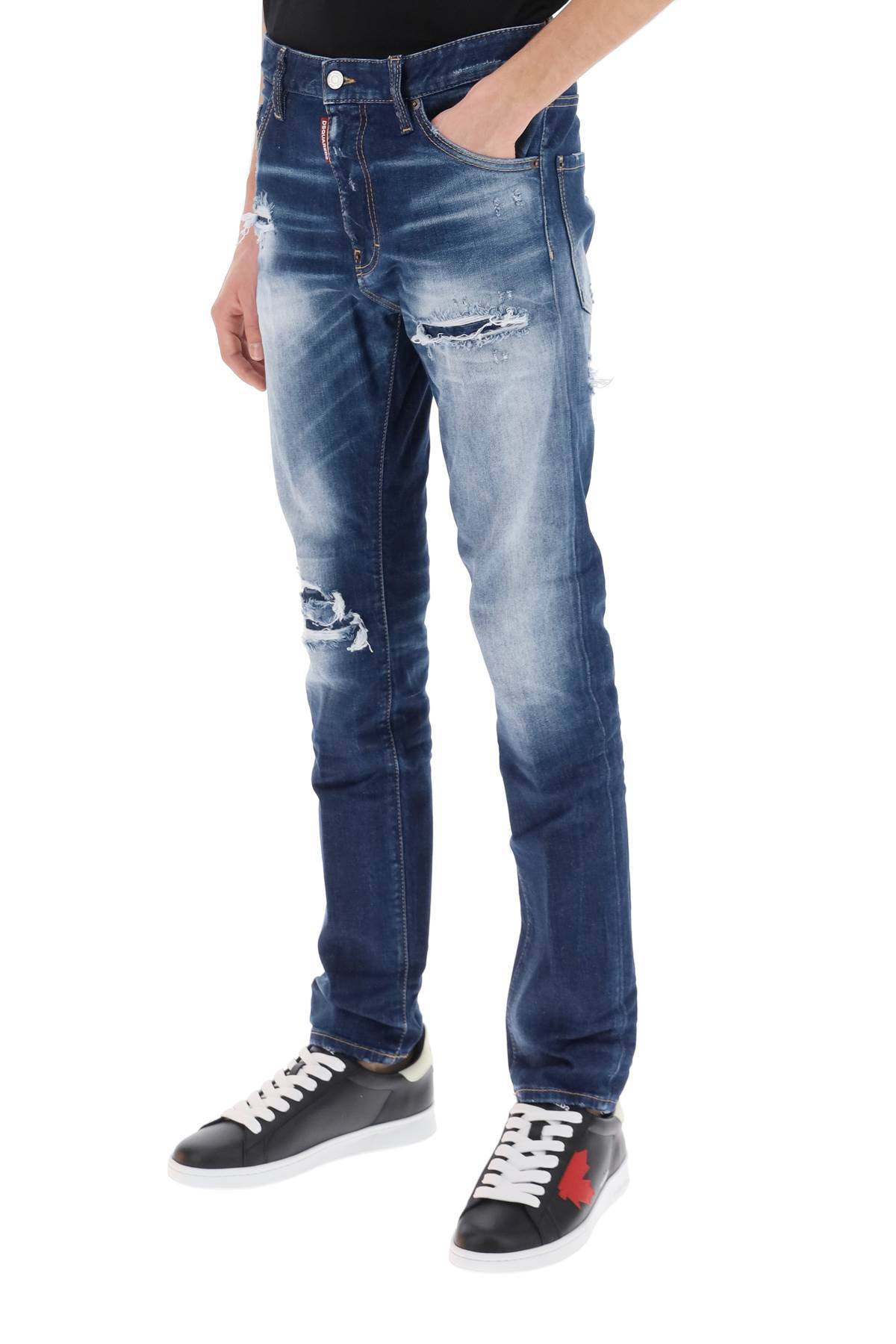 Shop Dsquared2 Cool Guy Jeans In Medium Worn Out Booty Wash In Blue