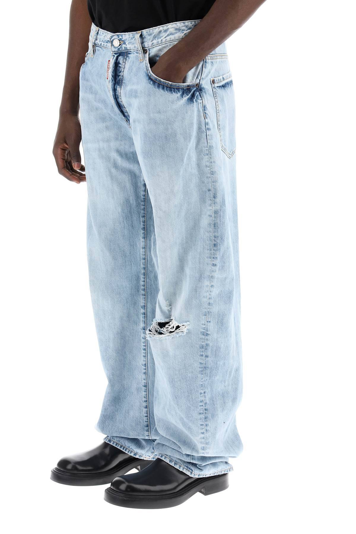 Shop Dsquared2 "oversized Jeans With Destroyed In Blue