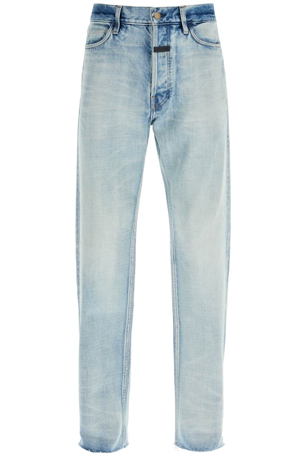 Shop Fear Of God Straight Cut Jeans In Light Blue