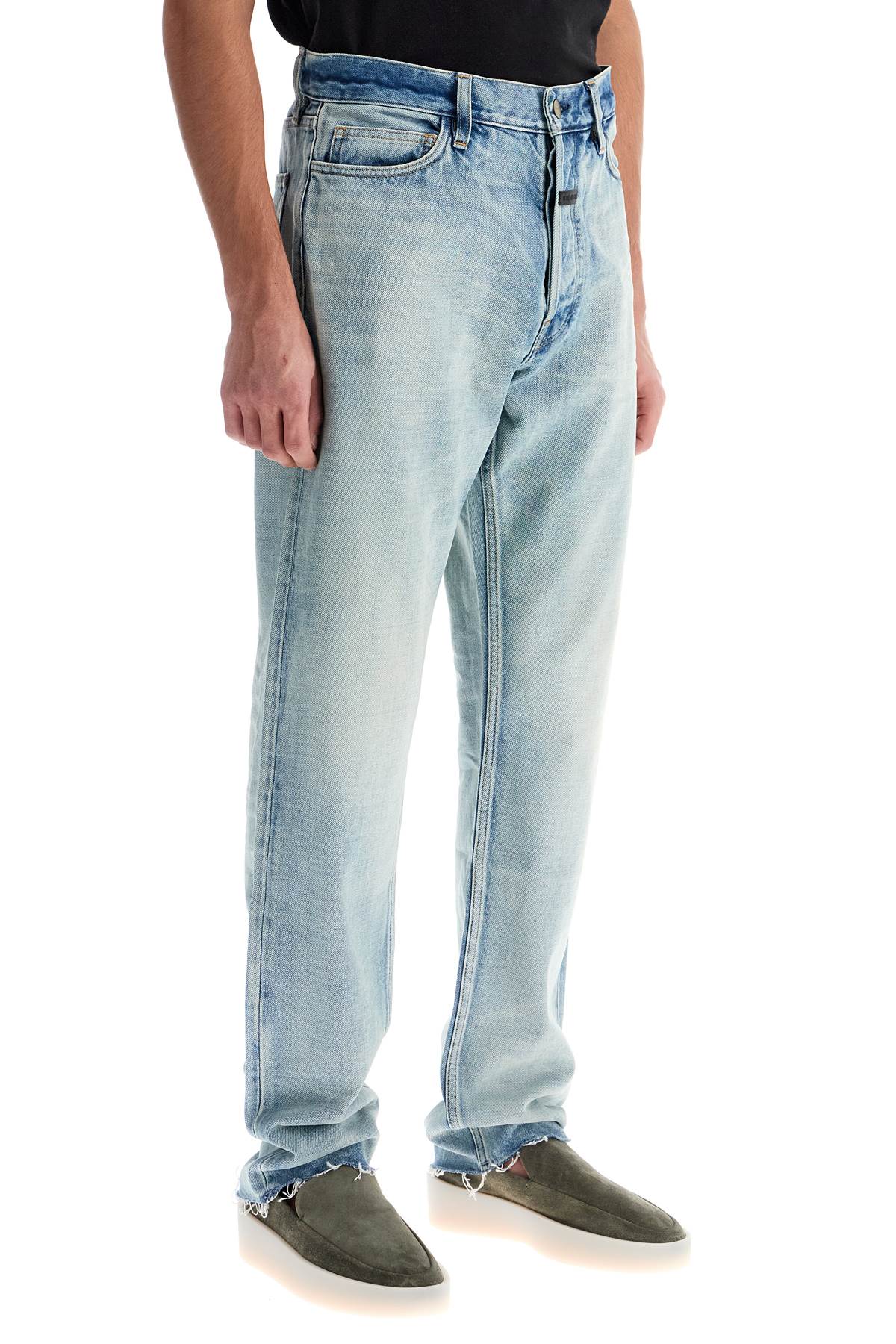 Shop Fear Of God Straight Cut Jeans In Light Blue