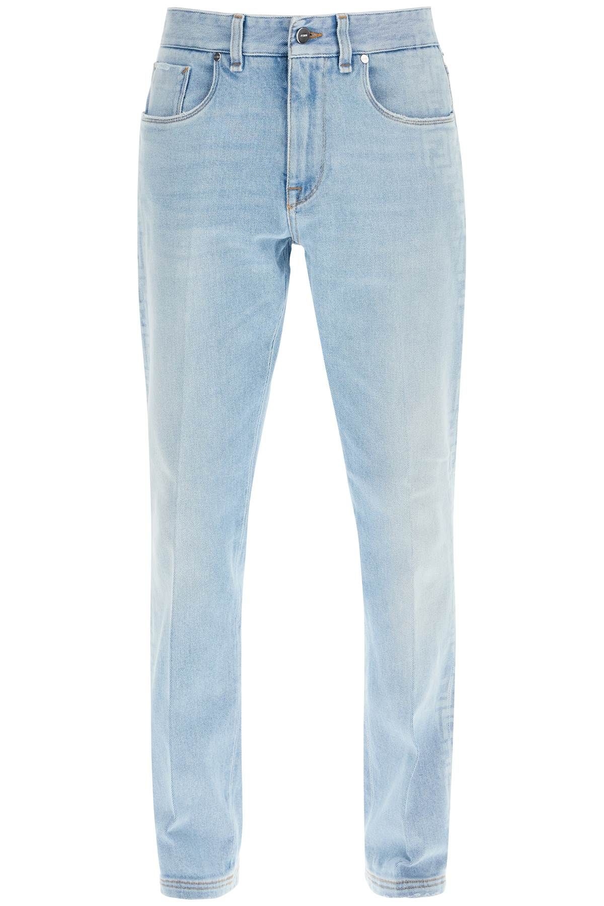 Fendi Faded Ff Pattern Jeans With In Light Blue