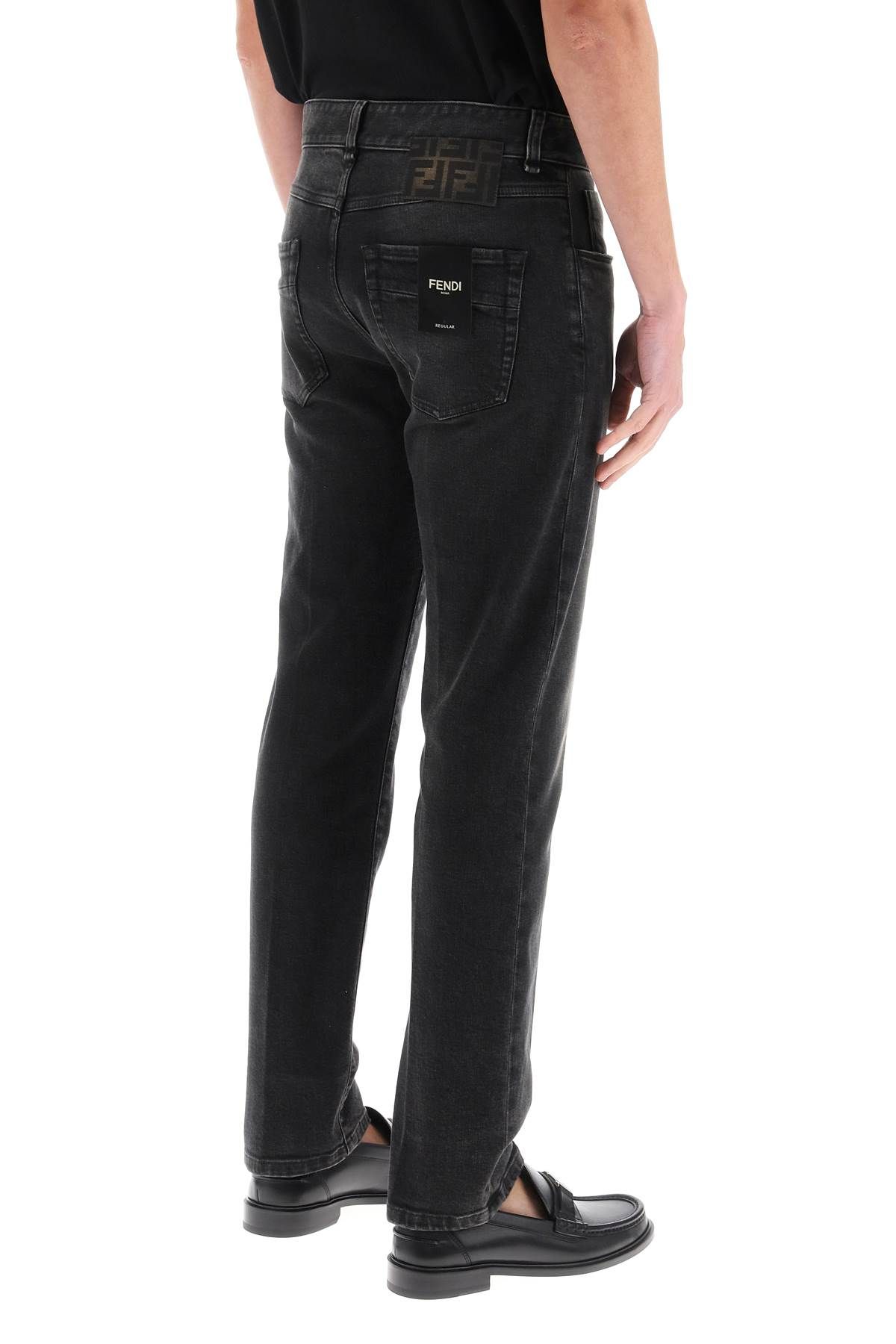 Shop Fendi Regular Fit Jeans In Grey