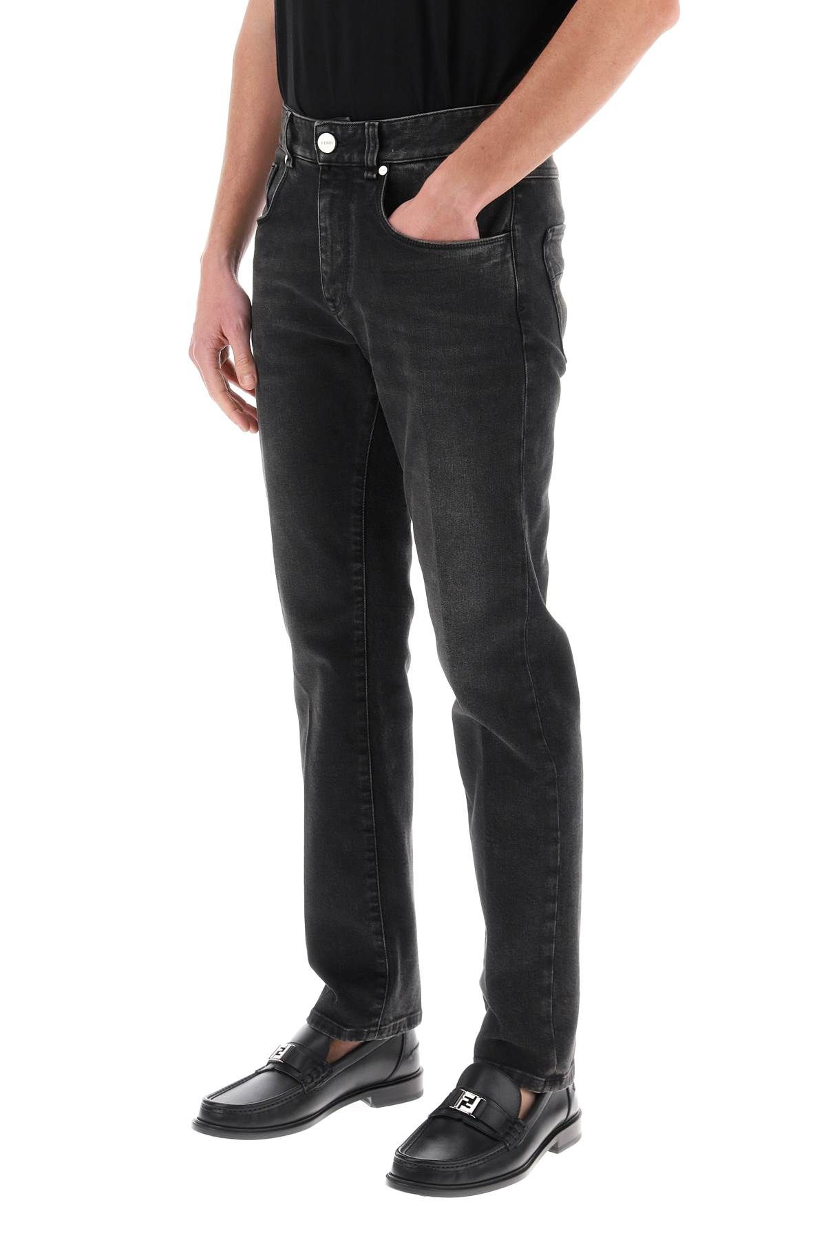Shop Fendi Regular Fit Jeans In Grey