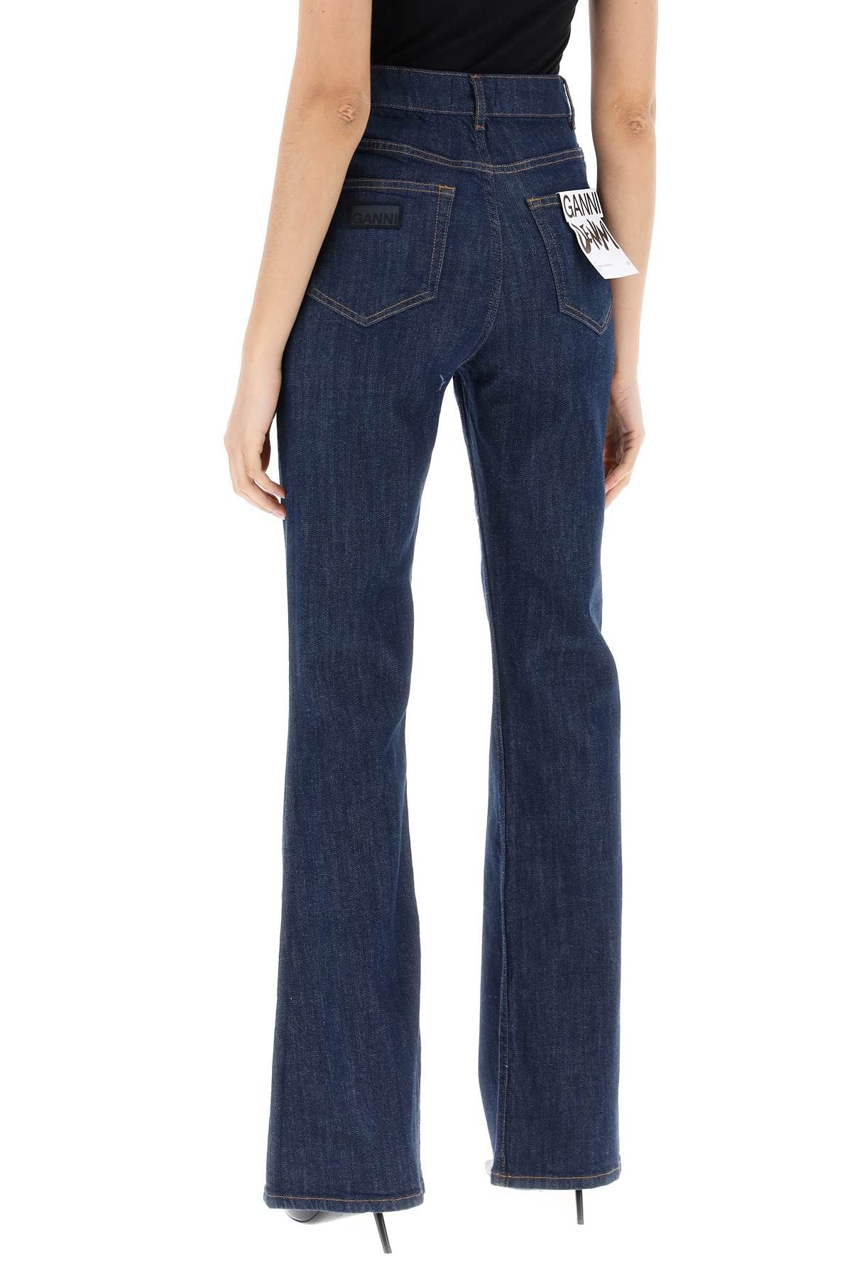 Shop Ganni High-waisted Flared Jeans In Blue