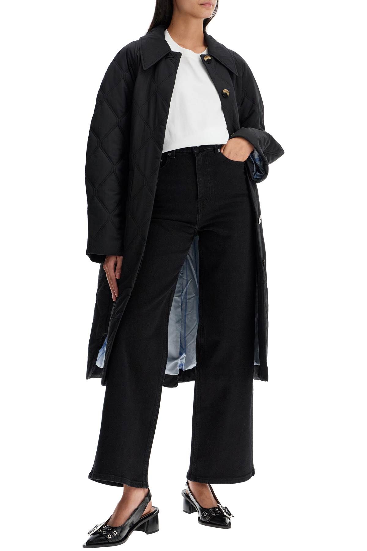 Shop Ganni Stretch Denim Andi Jeans In Italian In Black