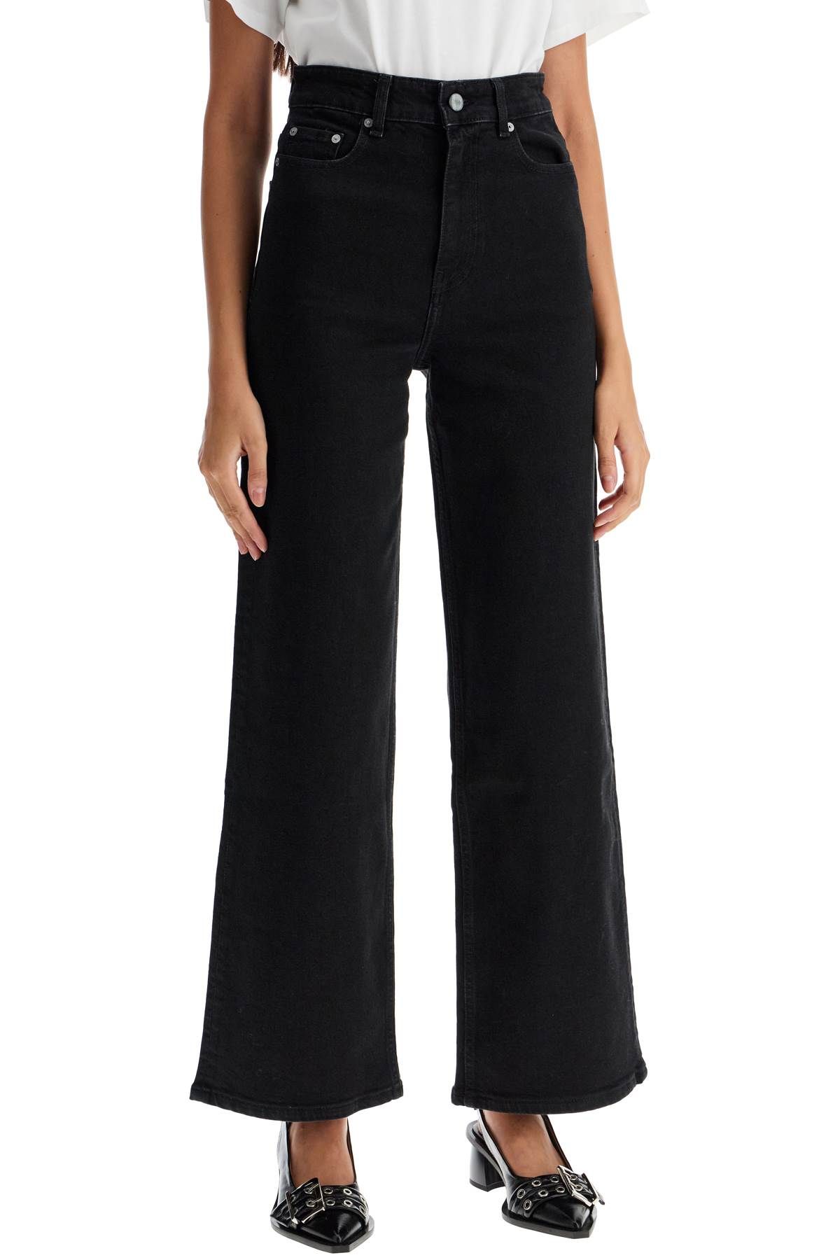 Shop Ganni Stretch Denim Andi Jeans In Italian In Black