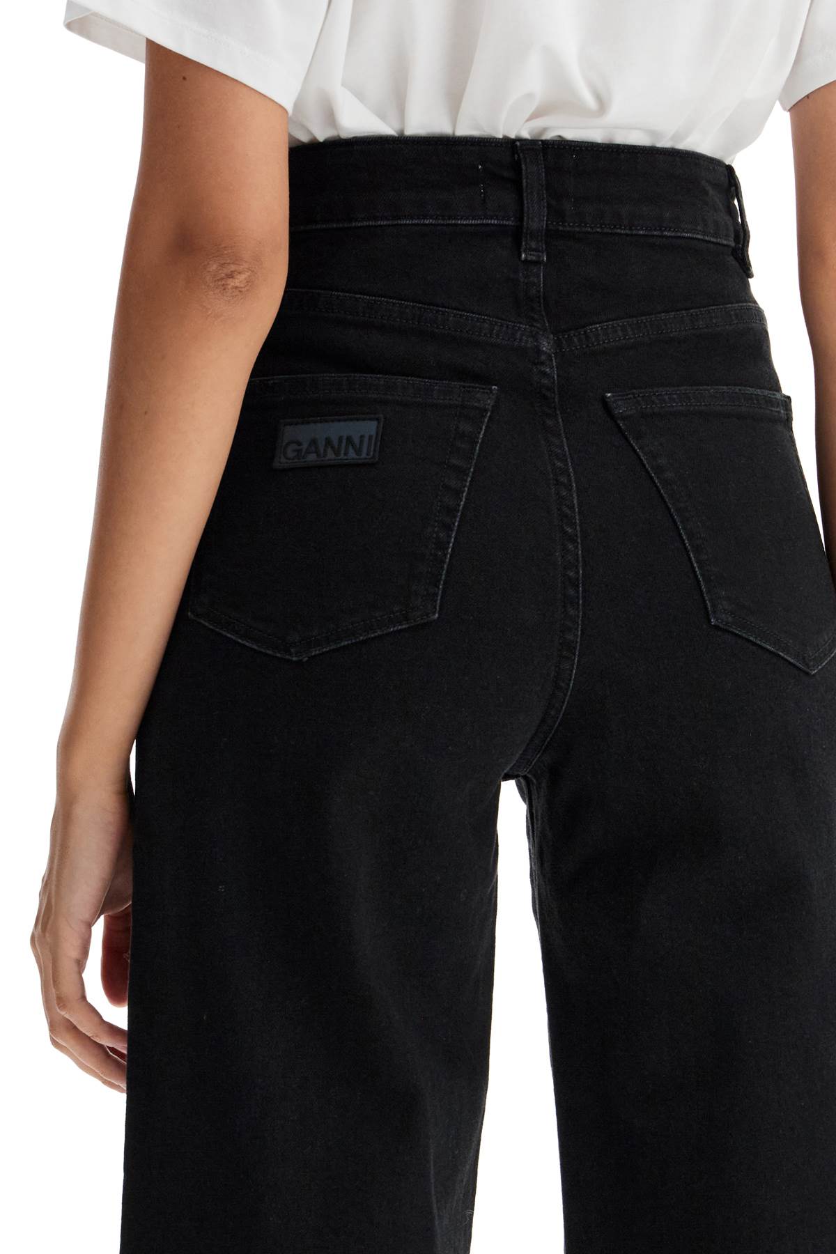 Shop Ganni Stretch Denim Andi Jeans In Italian In Black