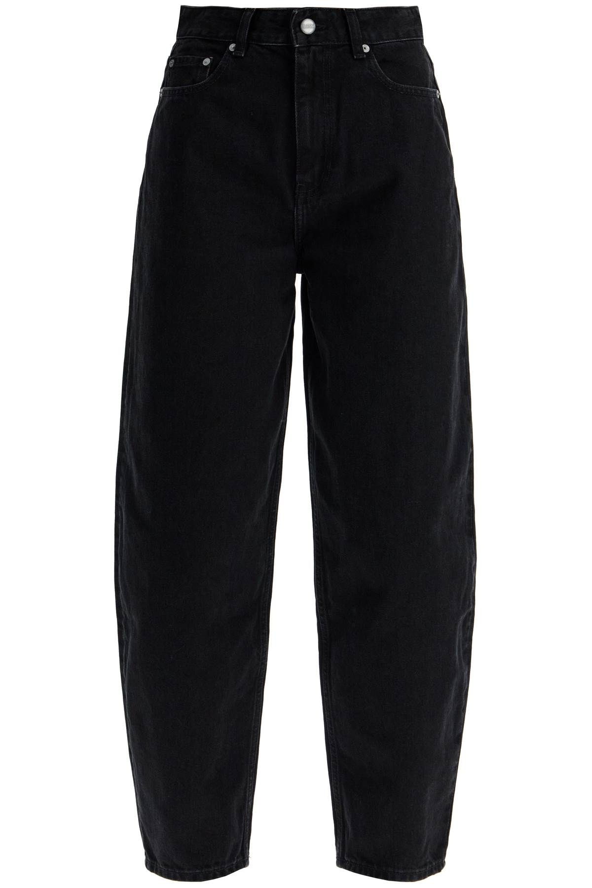 Shop Ganni Organic Denim Tapered Jeans In Eight In Black