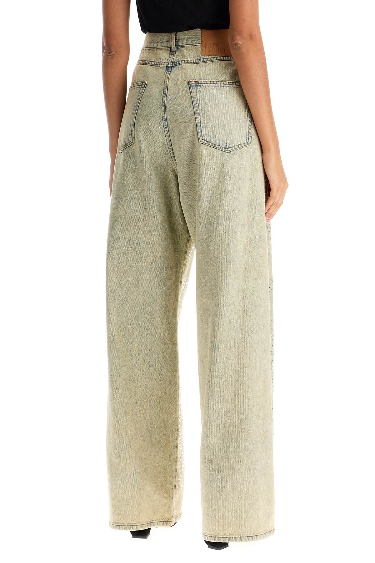 Shop Giuseppe Di Morabito Wide Leg Jeans With Rhinestones In Neutro