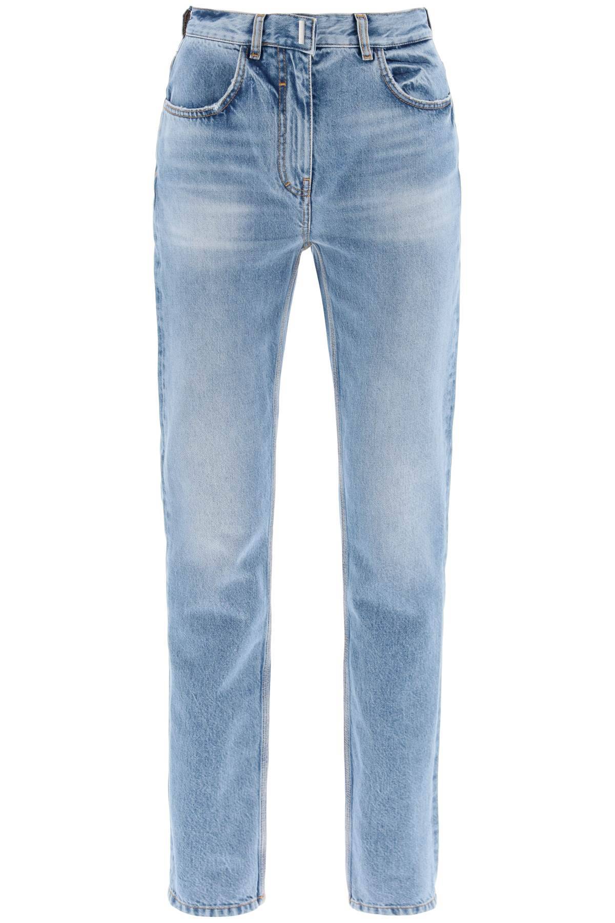 Givenchy Light Wash Cigarette Jeans With Nine Words. In Light Blue