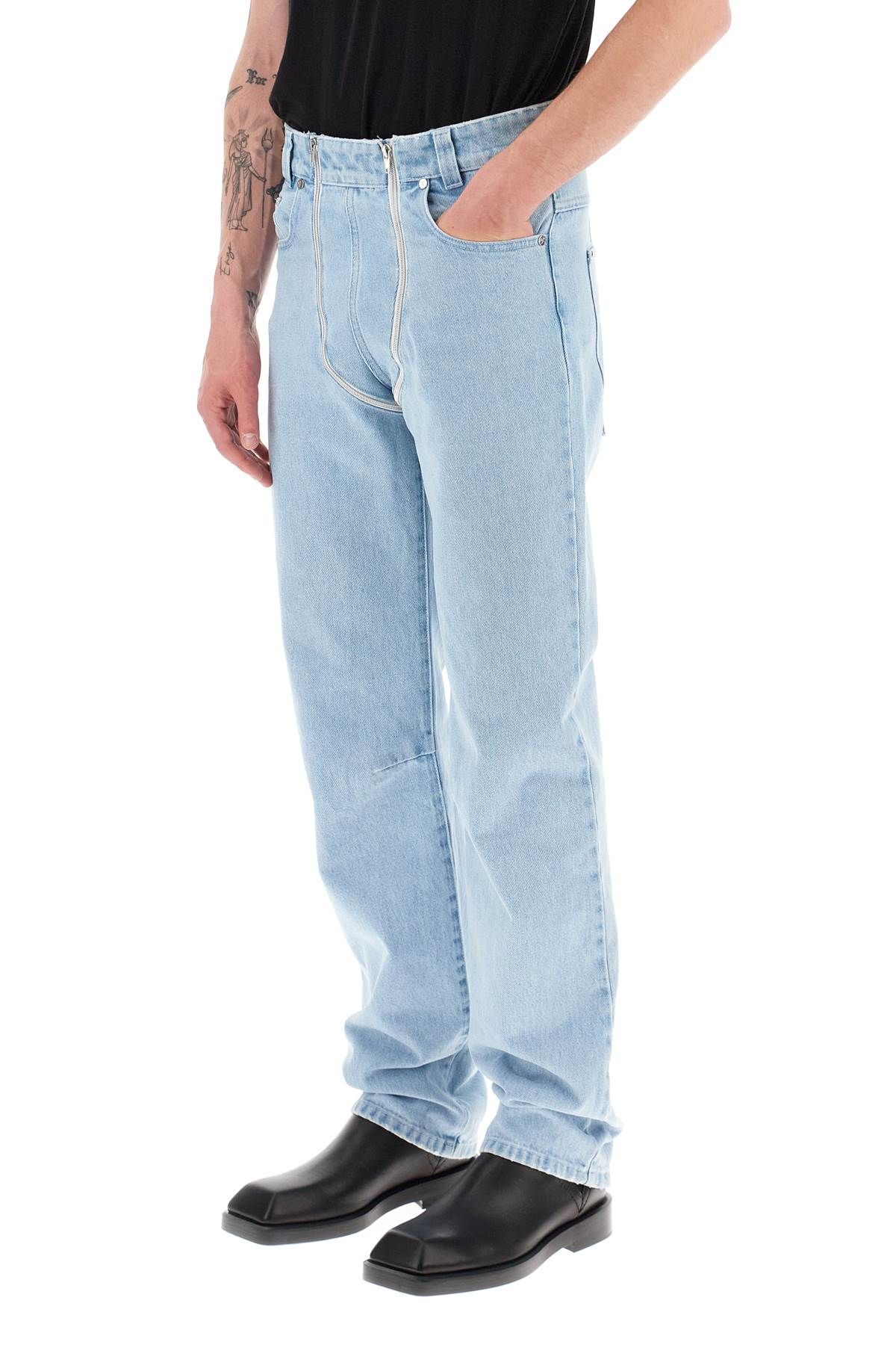 Shop Gmbh Straight Leg Jeans With Double Zipper In Light Blue