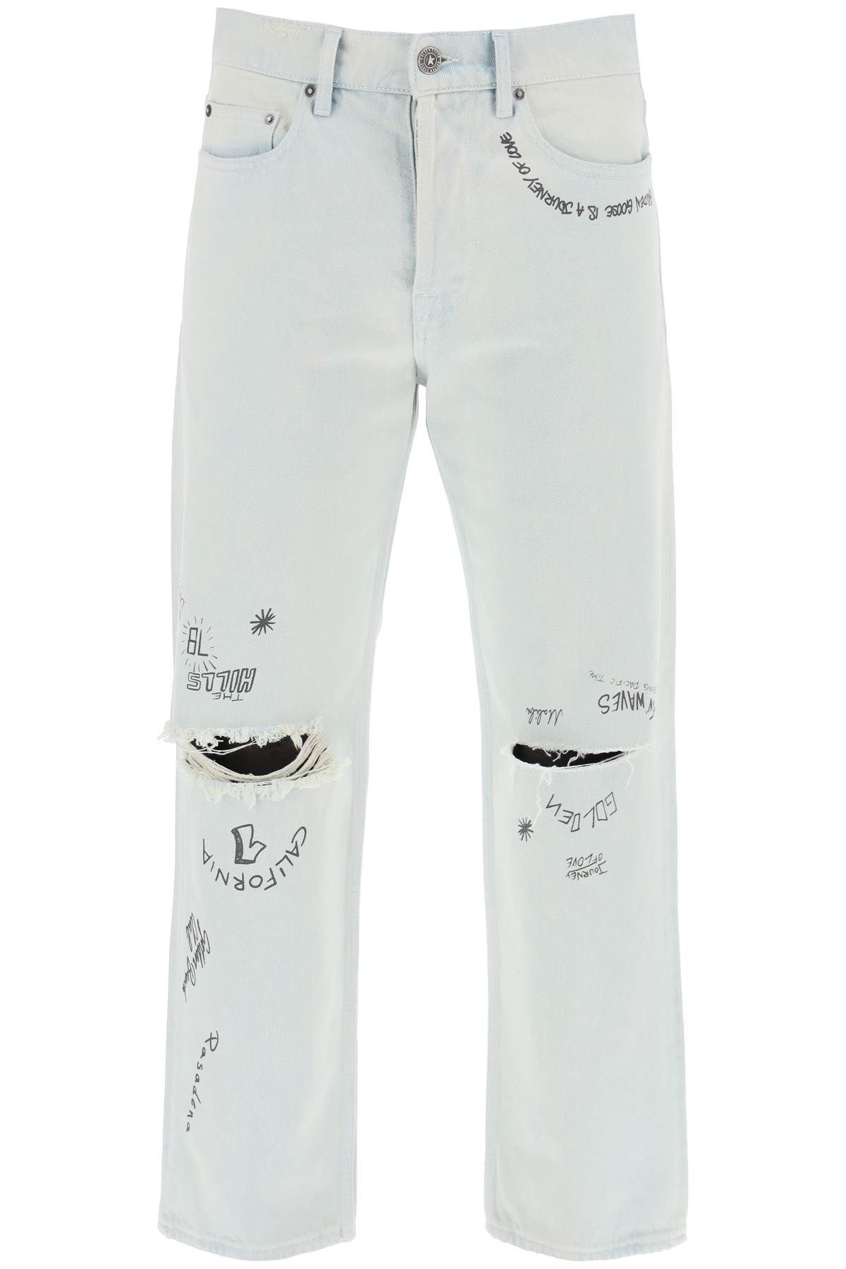 Shop Golden Goose "distressed Washed Denim Jeans With A In Blue