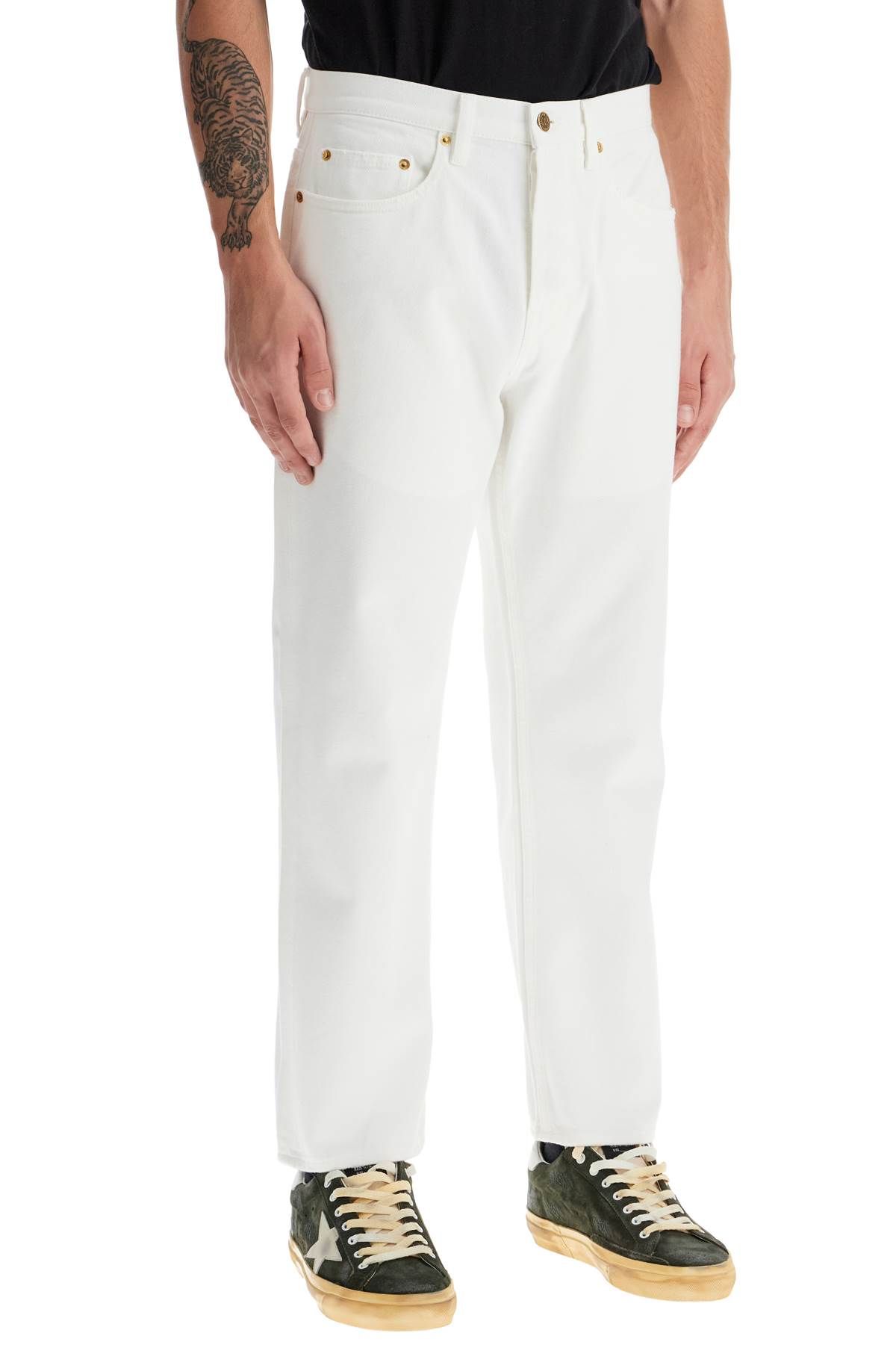 Shop Golden Goose Stonewashed Treated Jeans In White