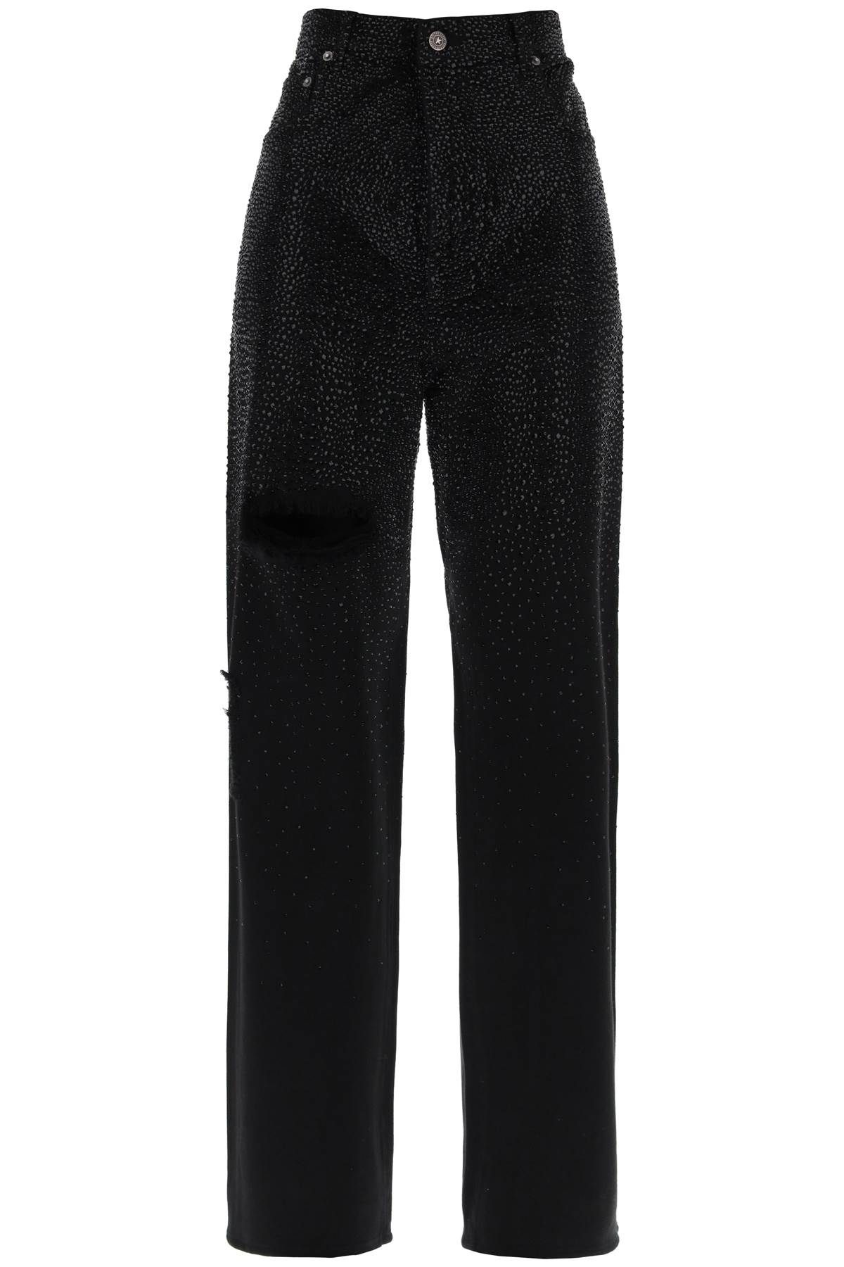 Shop Golden Goose Loose Kim Jeans With Crystal Dégradé In Black