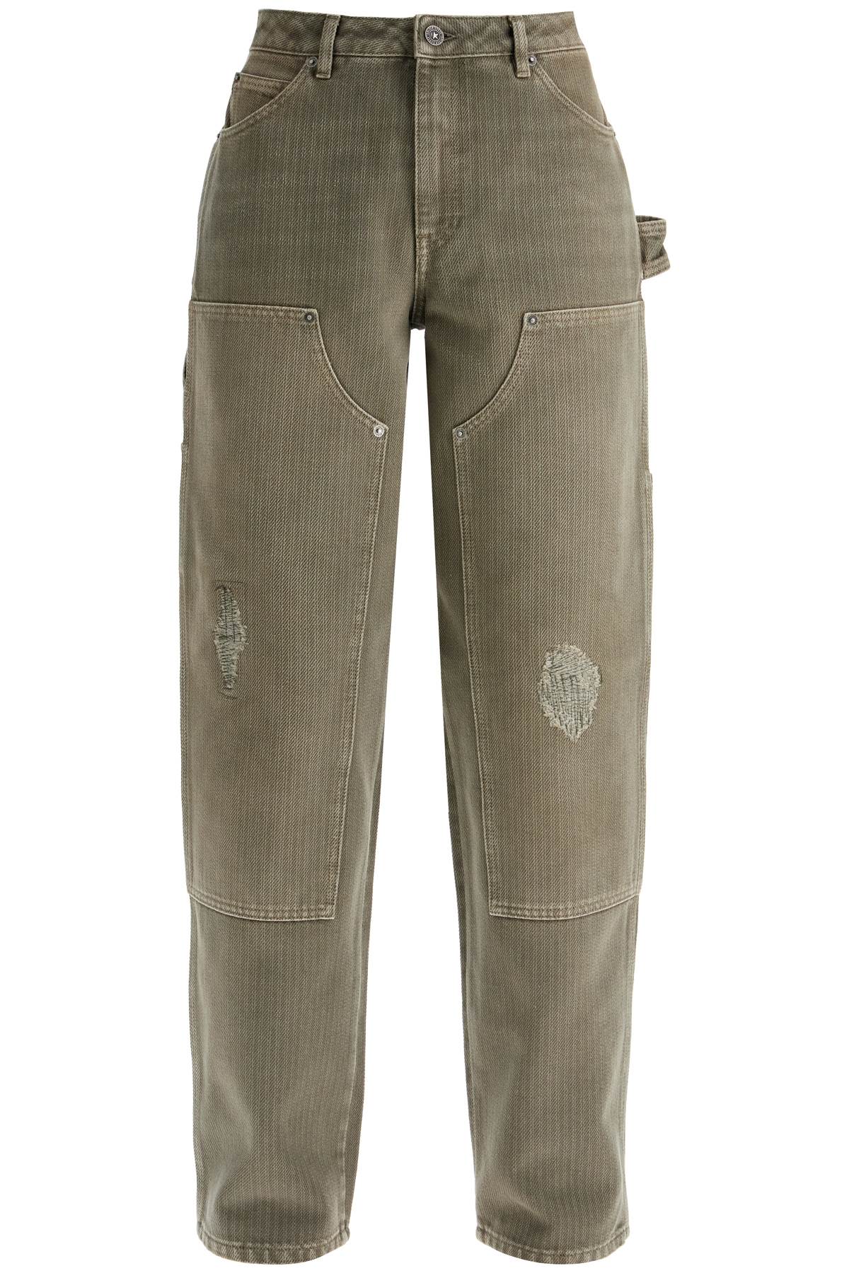 Shop Golden Goose Marley Painter Jeans In Pinstrip In Khaki