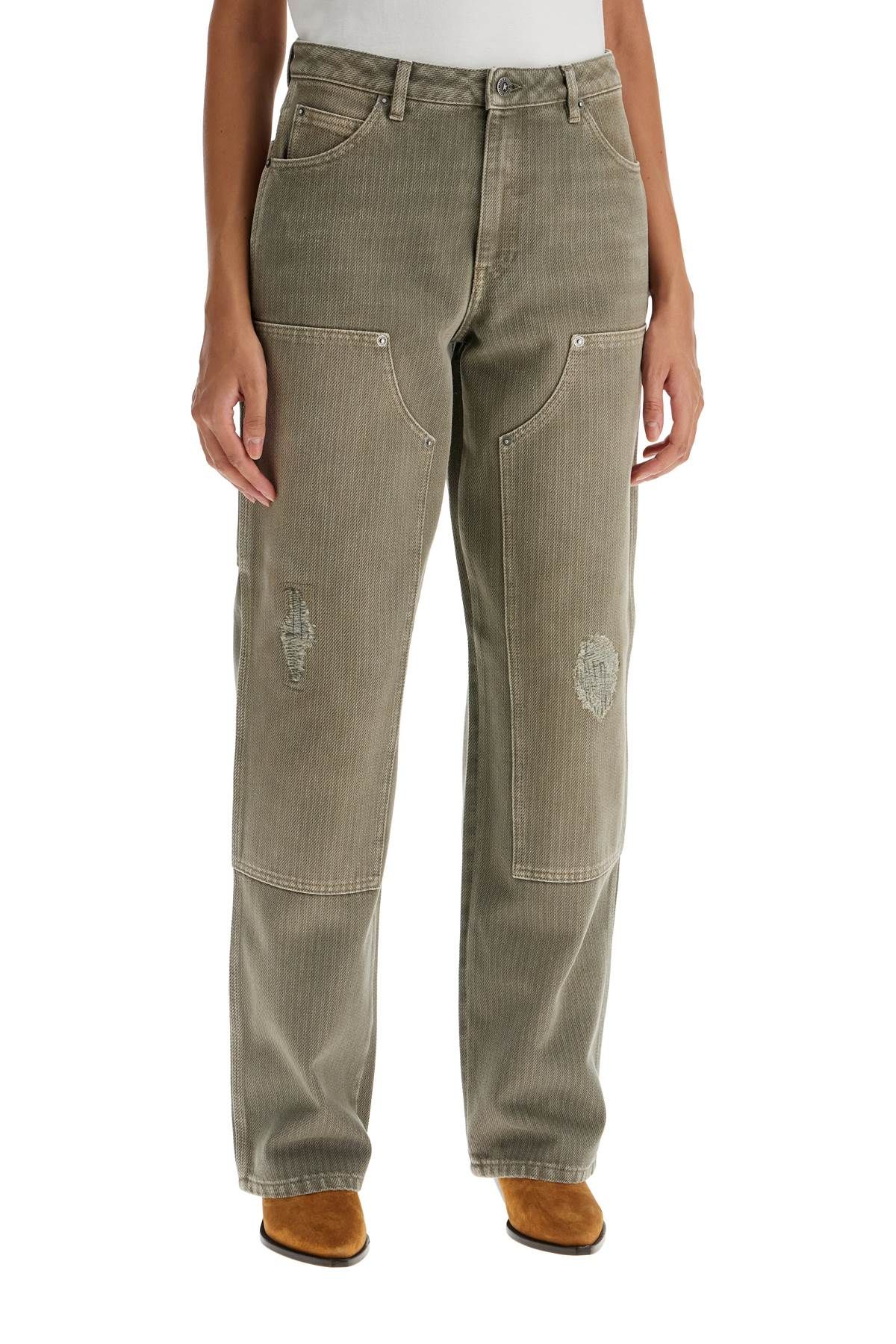 Shop Golden Goose Marley Painter Jeans In Pinstrip In Khaki