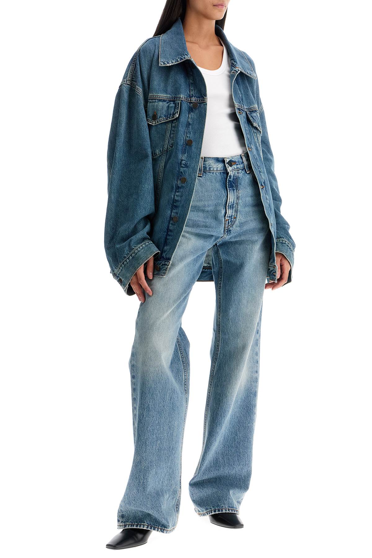 Shop Haikure "korean Straight-cut Jeans In Light Blue