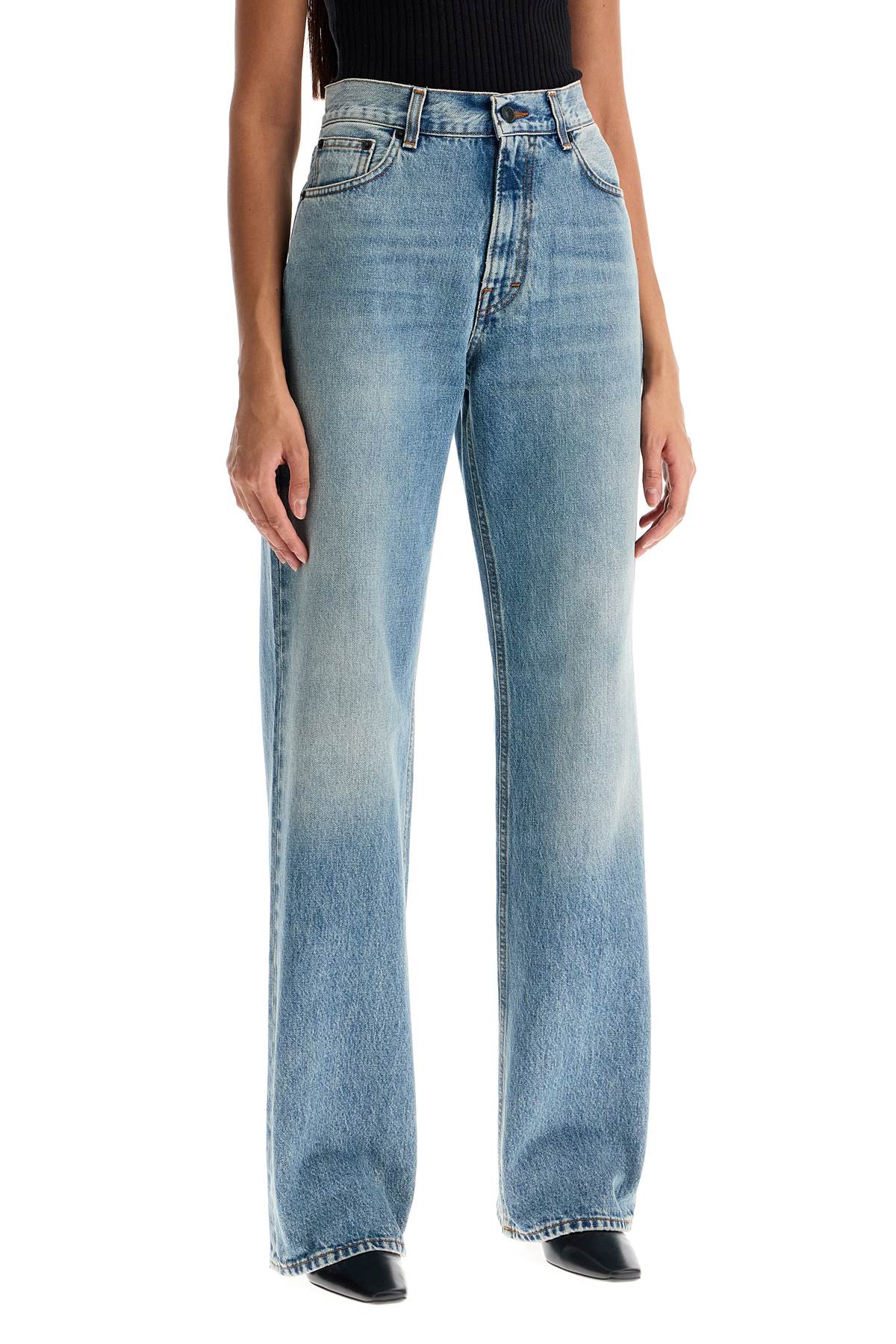 Shop Haikure "korean Straight-cut Jeans In Light Blue