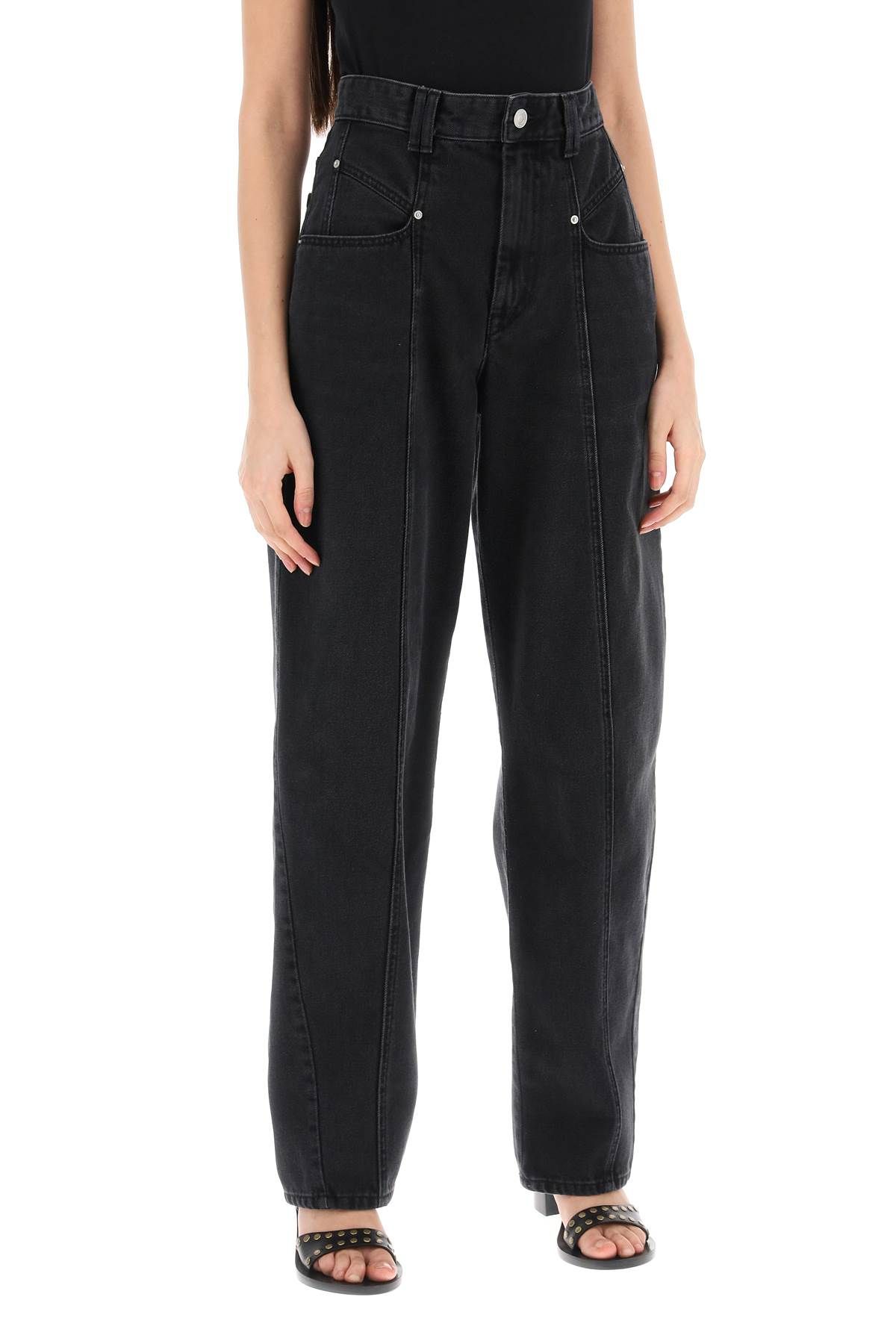 Shop Isabel Marant Vetan Barrel Jeans In Black