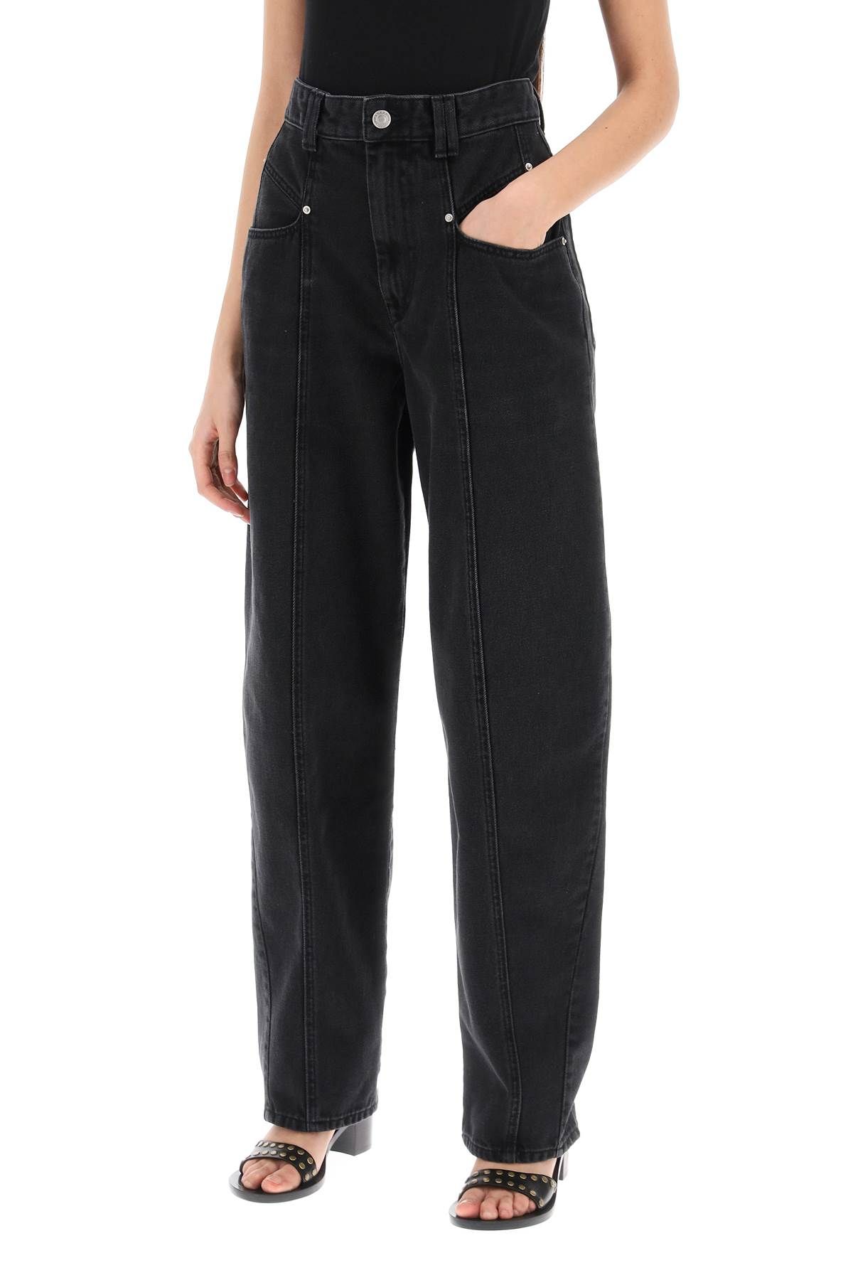 Shop Isabel Marant Vetan Barrel Jeans In Black