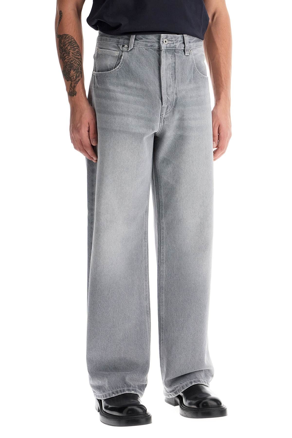 Shop Jacquemus Baggy Denim Jeans Bag In Grey