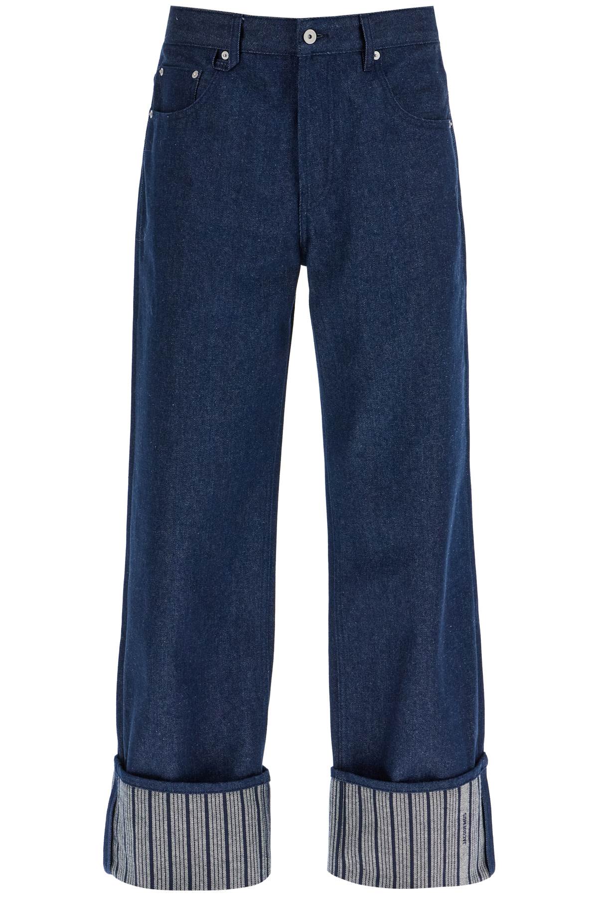 Shop Jacquemus Baggy With Maxi Cuff  Baggy Jeans With In Blue